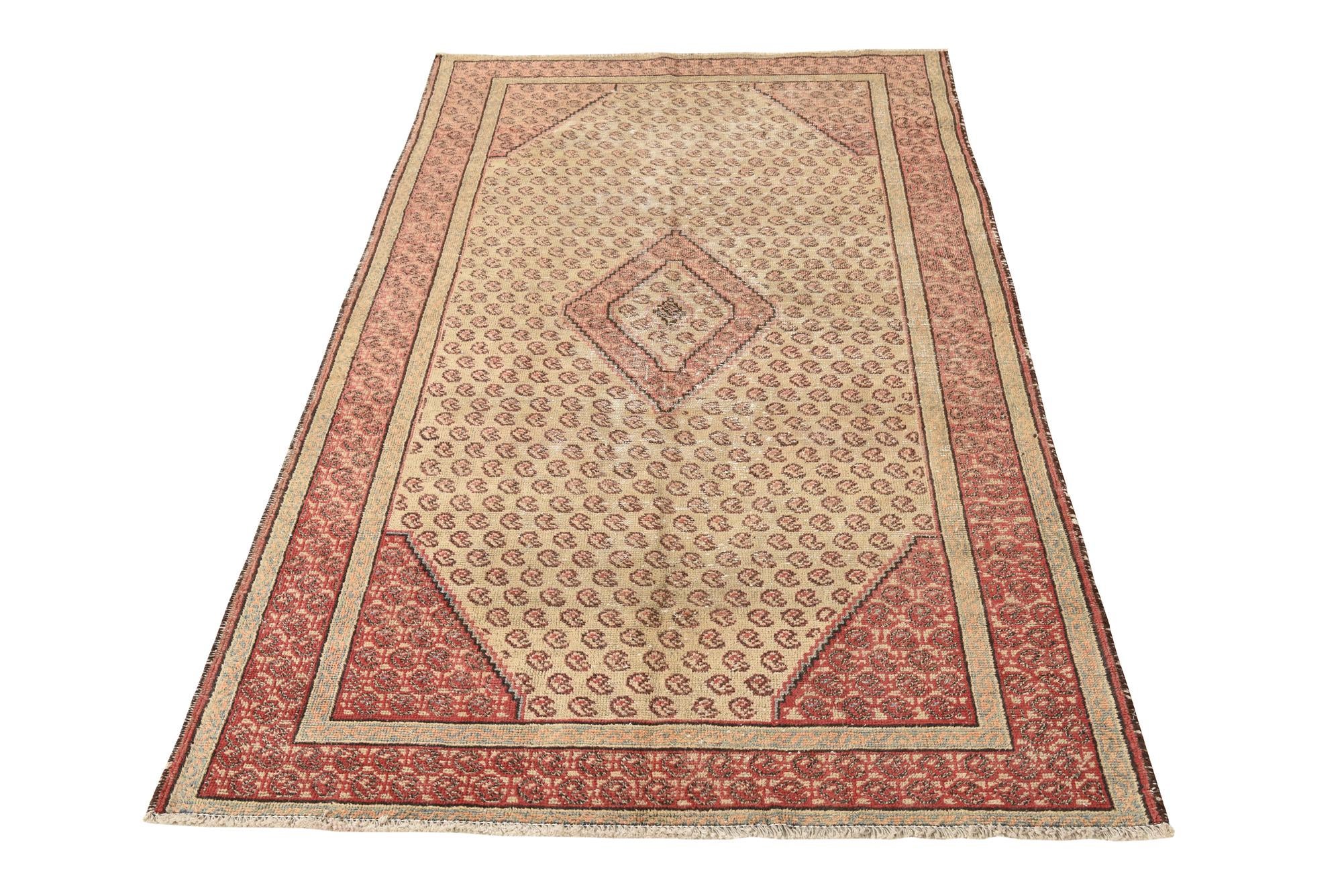 3' 10 x 6' 5 Hand Knotted Ultra Vintage Persian Wool Rug