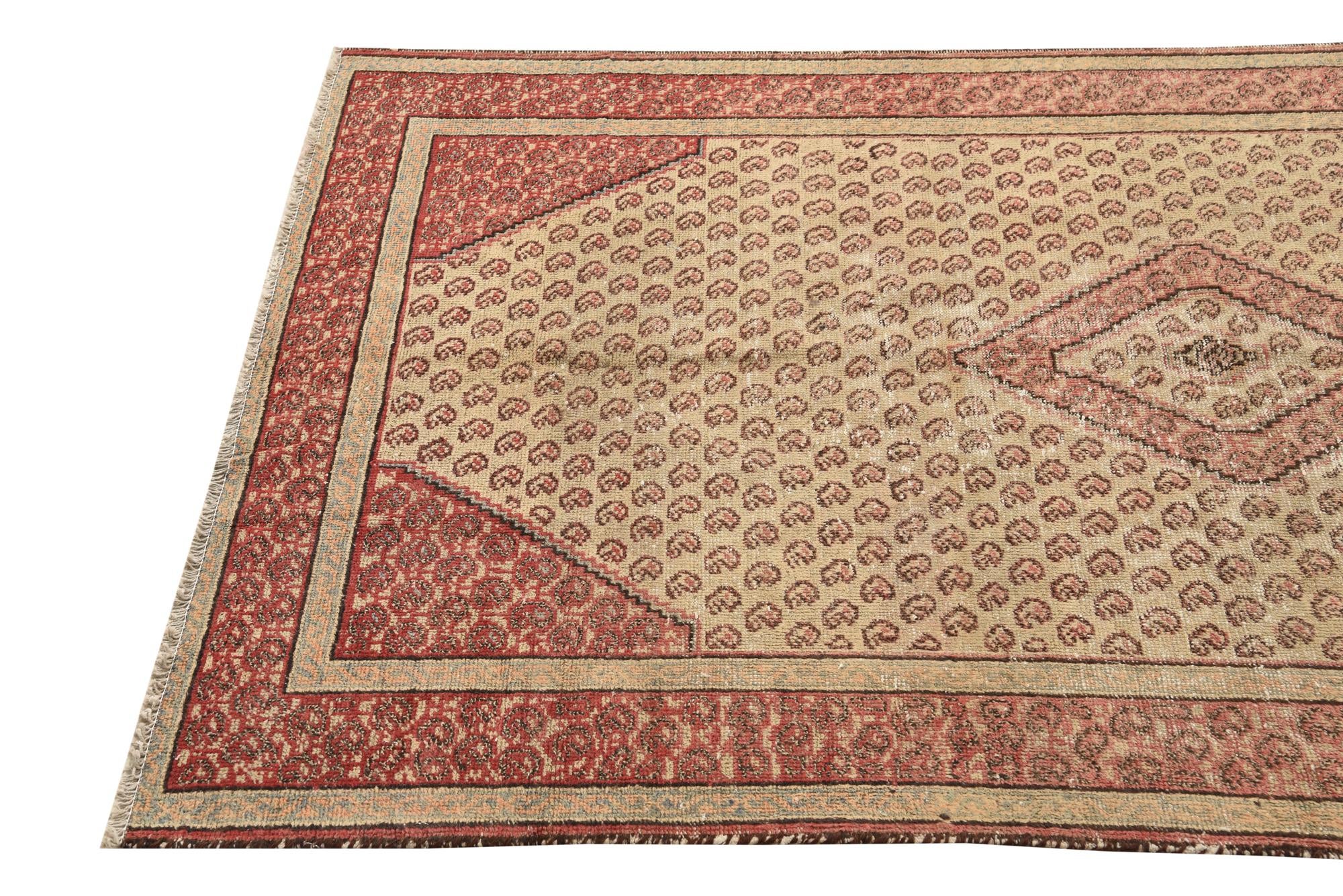 3' 10 x 6' 5 Hand Knotted Ultra Vintage Persian Wool Rug