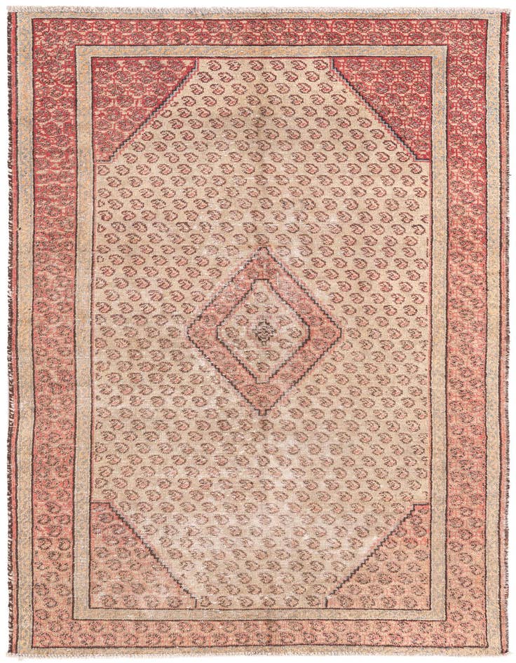 Detail image of 3' 10 x 6' 5 Hand Knotted Ultra Vintage Persian Wool Rug