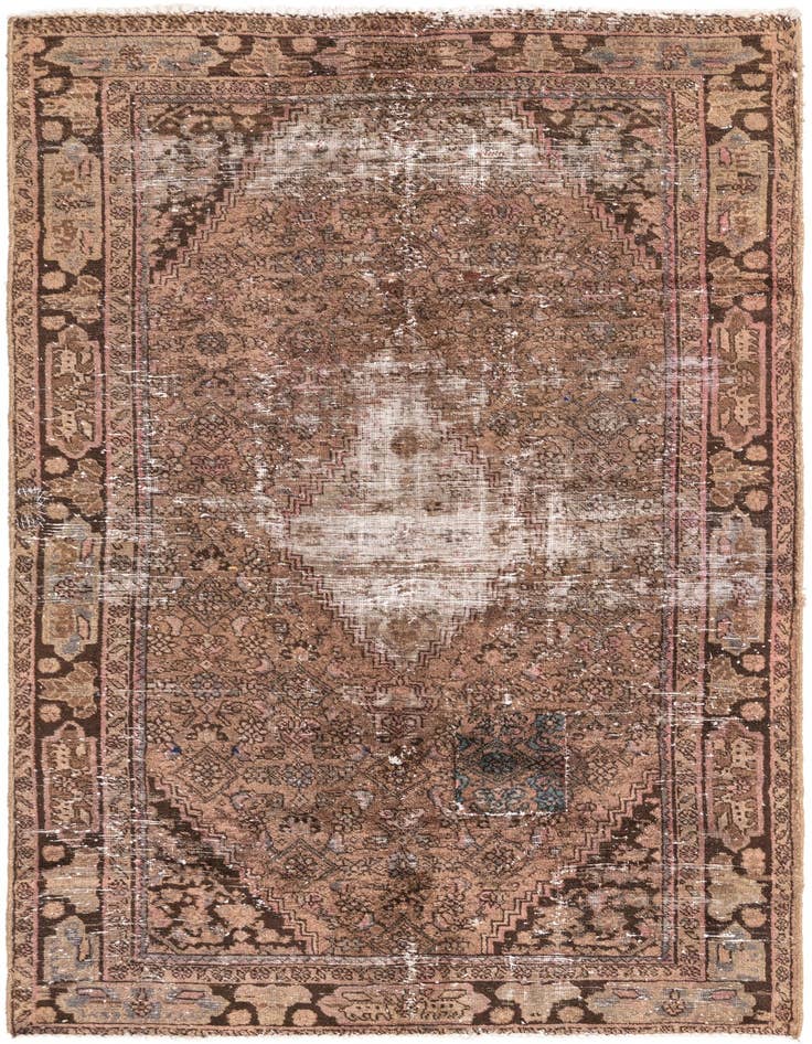 Detail image of 4' 2 x 6' 7 Hand Knotted Ultra Vintage Persian Wool Rug