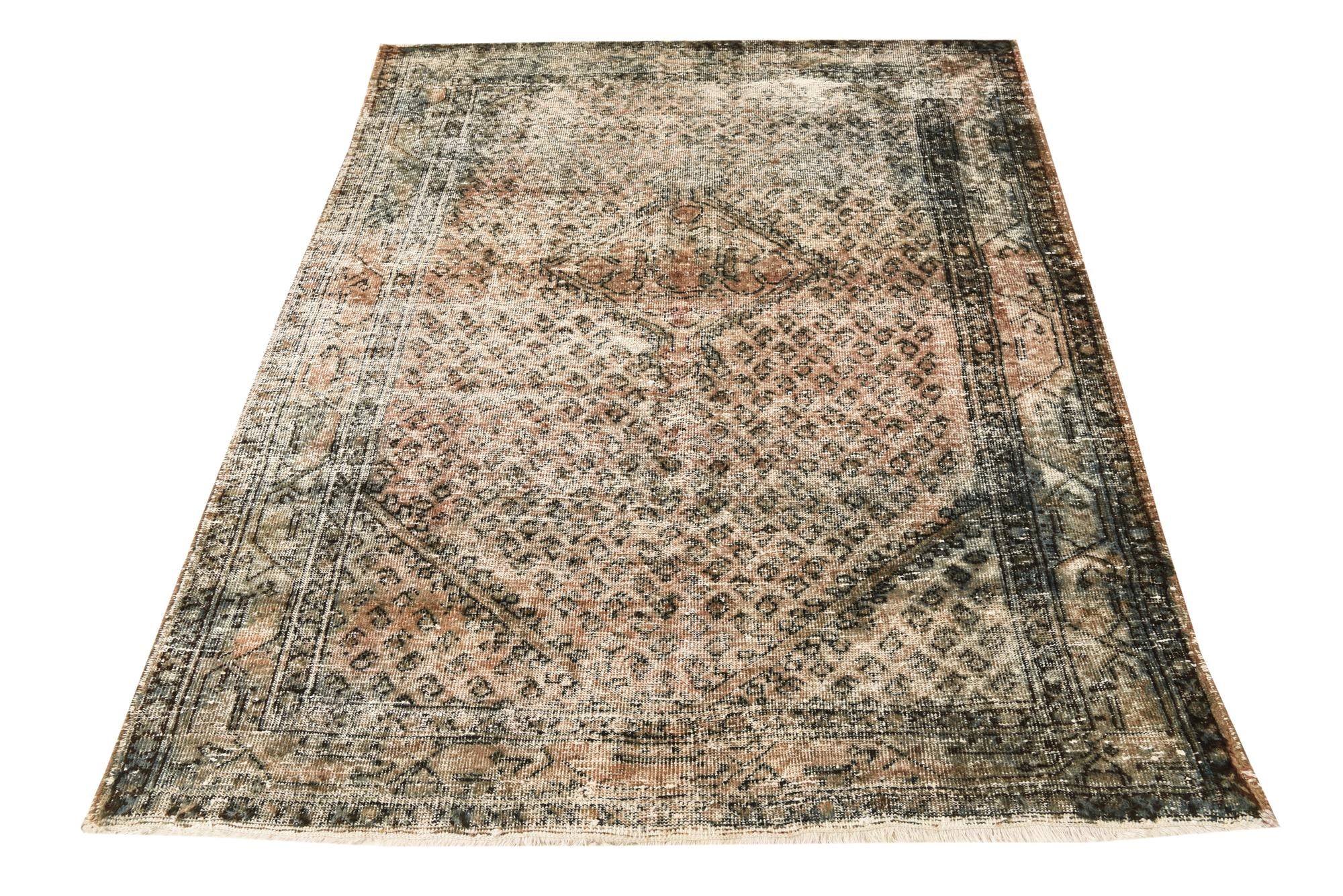 4' 4 x 6' 2 Hand Knotted Ultra Vintage Persian Wool Rug