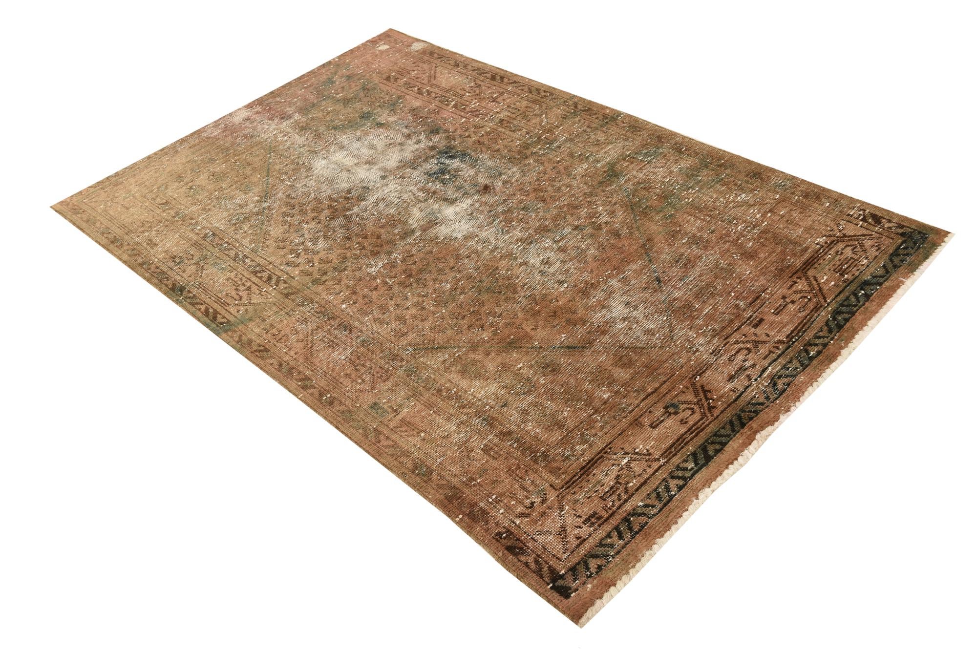 4' 3 x 6' 7 Hand Knotted Ultra Vintage Persian Wool Rug