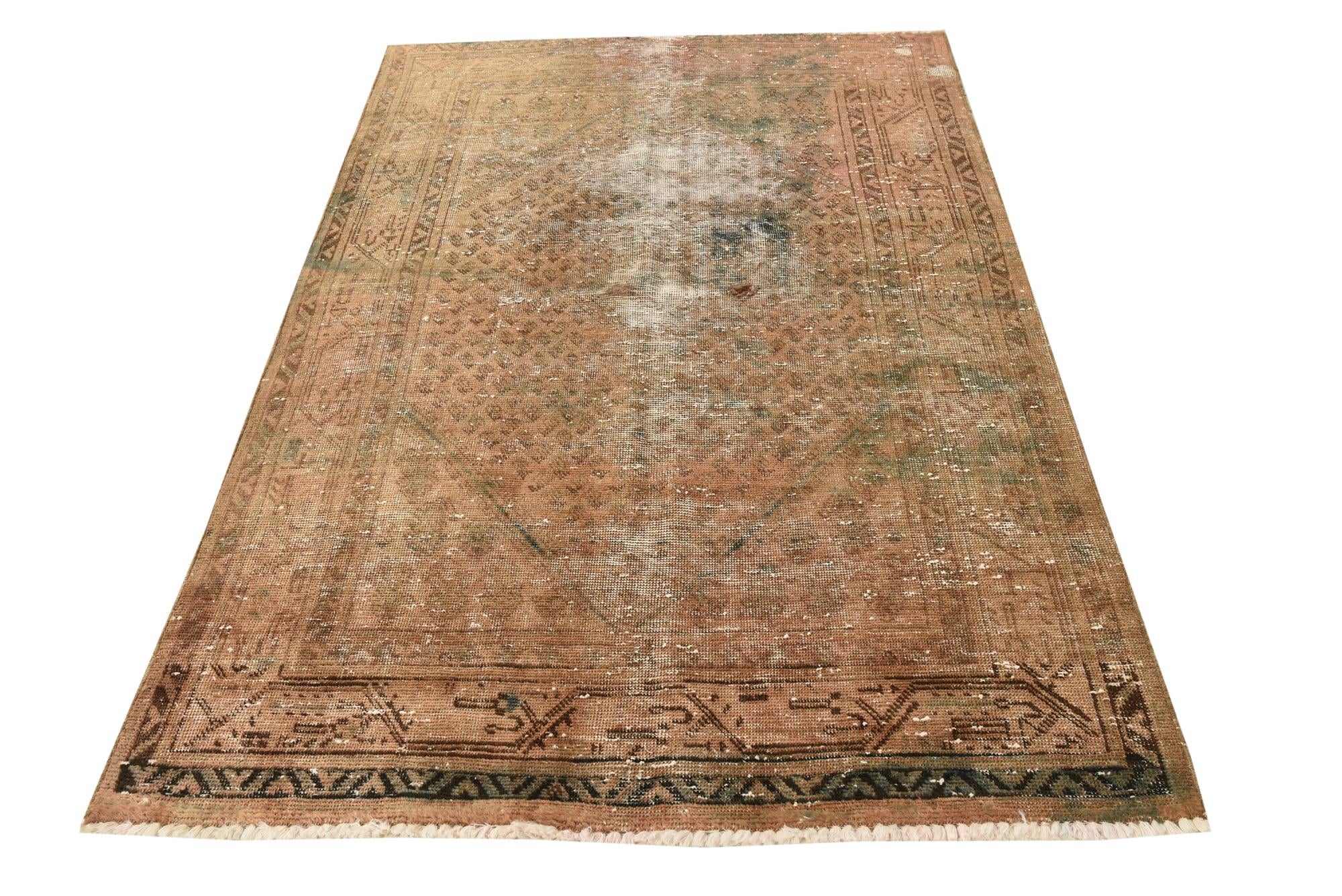 4' 3 x 6' 7 Hand Knotted Ultra Vintage Persian Wool Rug