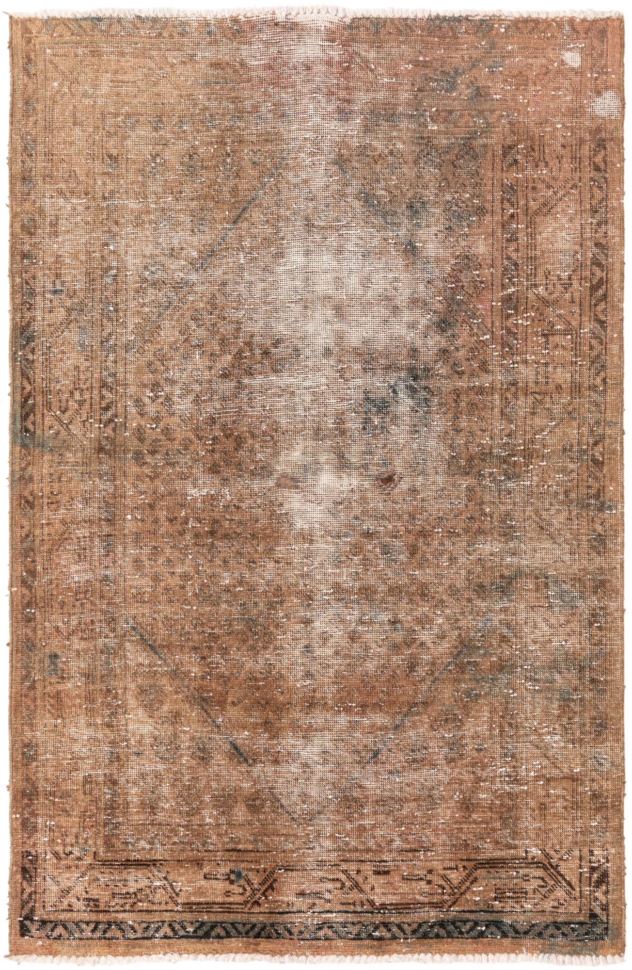 4' 3 x 6' 7 Hand Knotted Ultra Vintage Persian Wool Rug