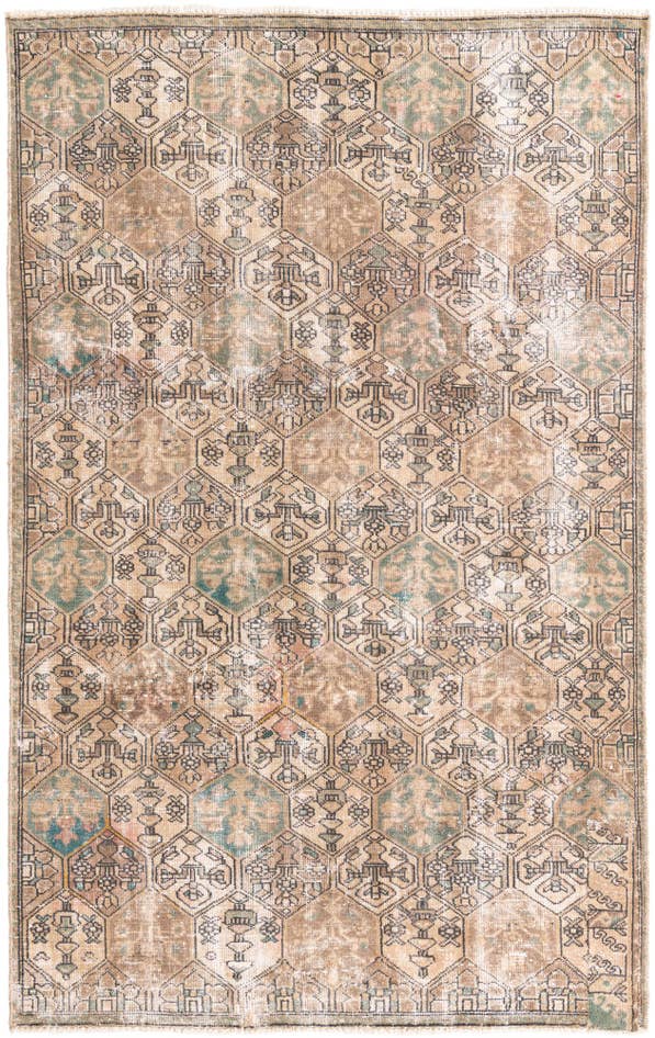 Detail image of 5' 5 x 8' 9 Hand Knotted Ultra Vintage Persian Wool Rug