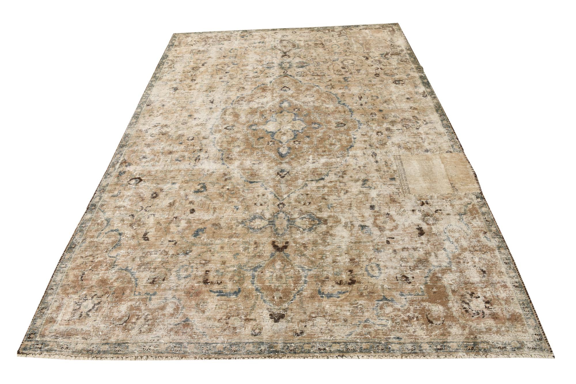 6' 10 x 10' Hand Knotted Ultra Vintage Persian Wool Rug