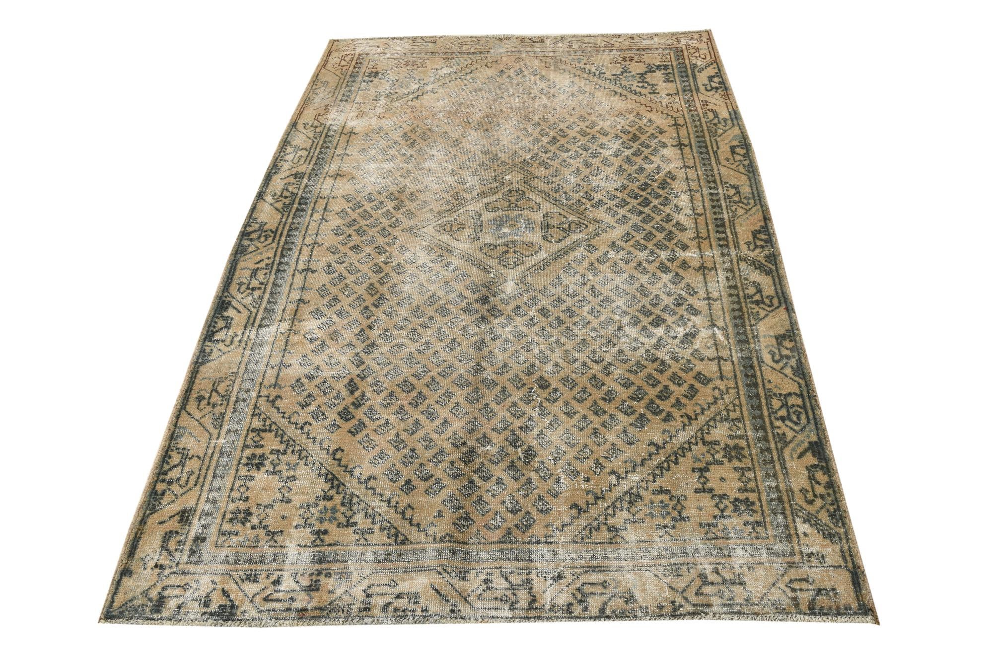 4' 2 x 6' 4 Hand Knotted Ultra Vintage Persian Wool Rug