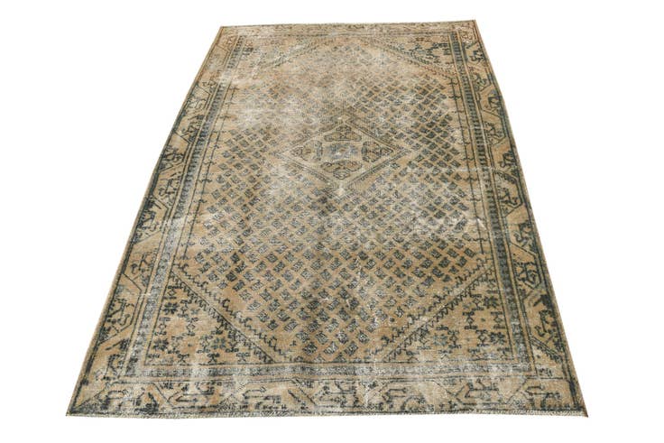 Detail image of 4' 2 x 6' 4 Hand Knotted Ultra Vintage Persian Wool Rug