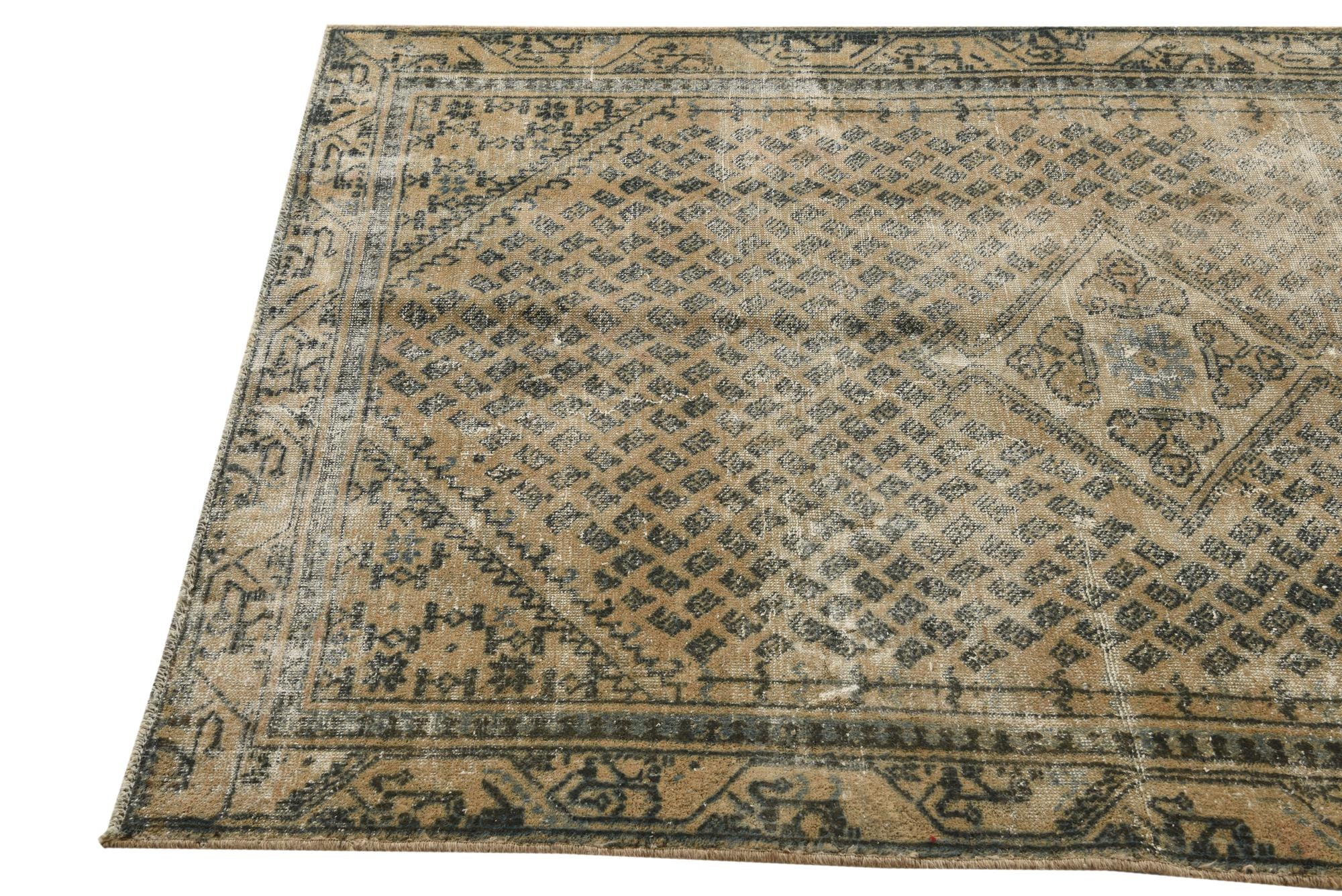 4' 2 x 6' 4 Hand Knotted Ultra Vintage Persian Wool Rug