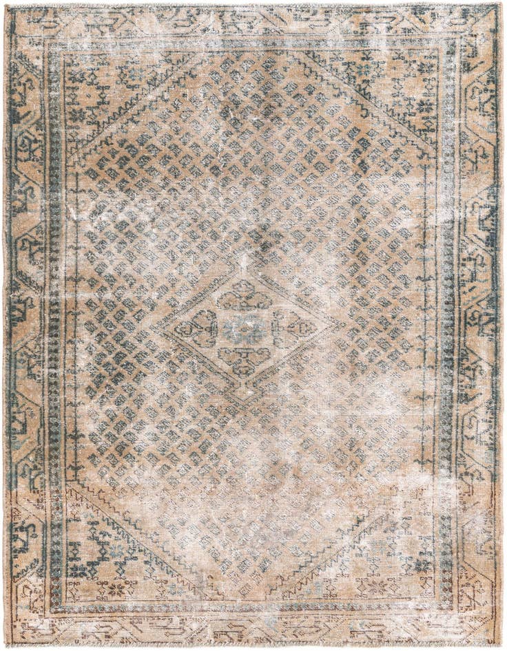 Detail image of 4' 2 x 6' 4 Hand Knotted Ultra Vintage Persian Wool Rug