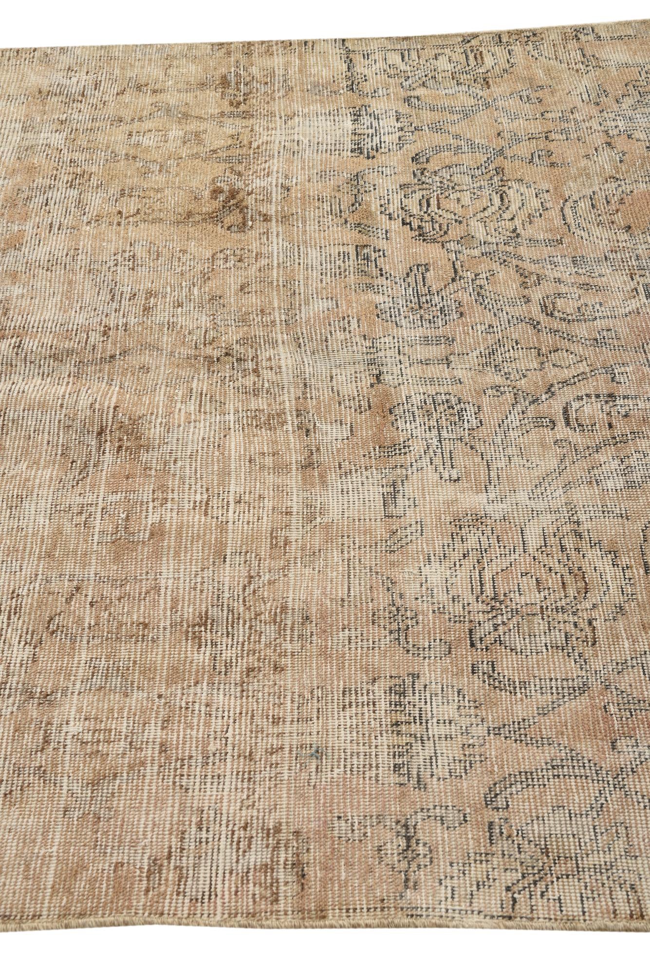 4' 9 x 7' 1 Hand Knotted Ultra Vintage Persian Wool Rug