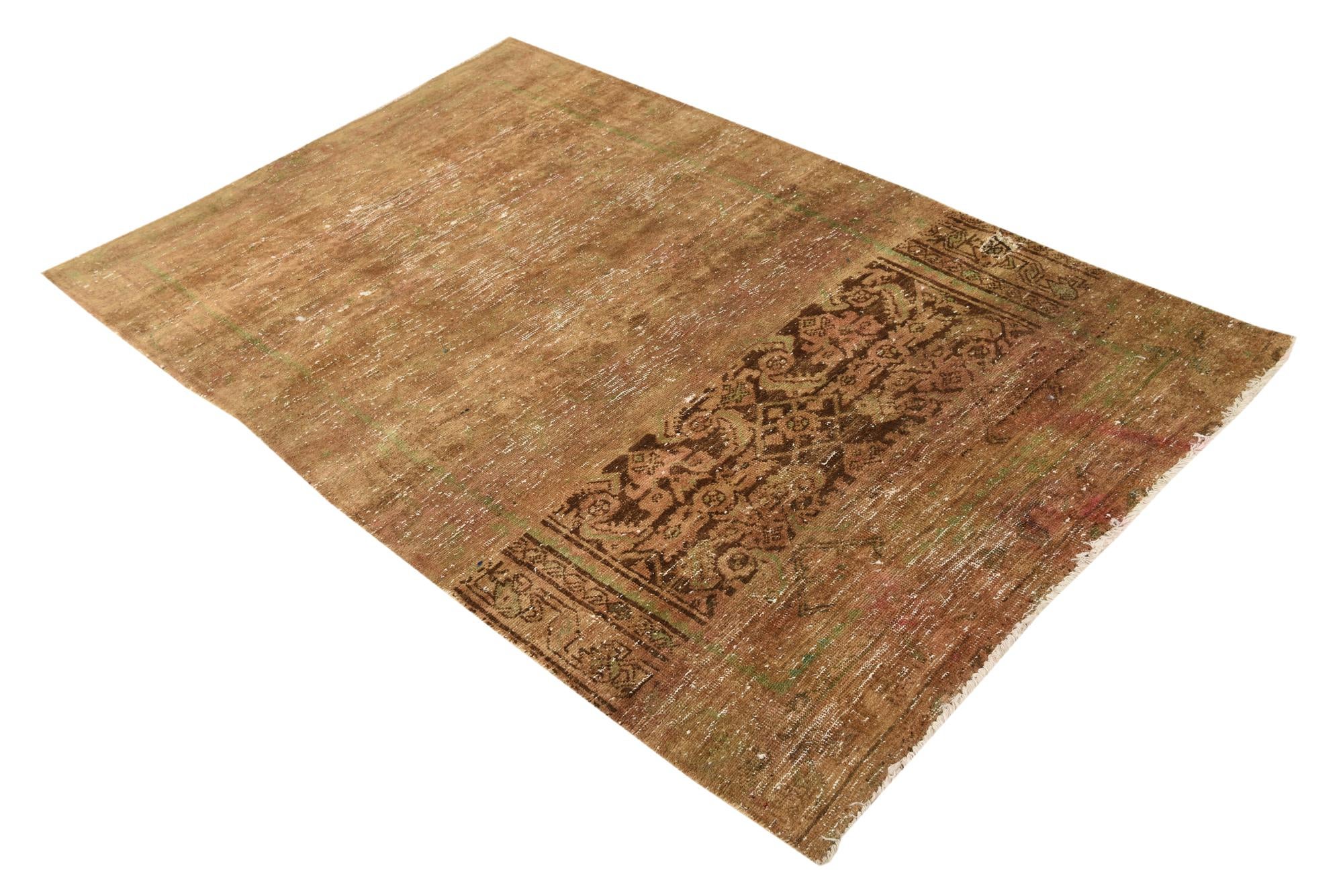 4' 2 x 6' 10 Hand Knotted Ultra Vintage Persian Wool Rug