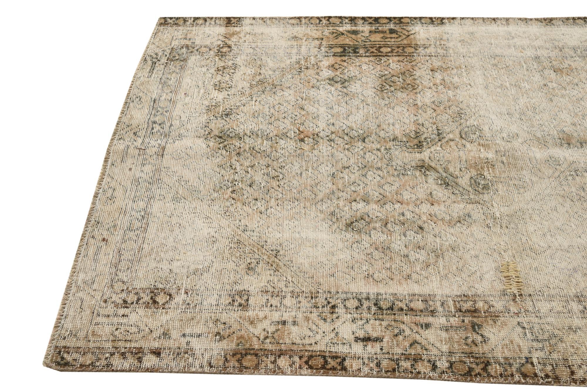 4' 3 x 6' 5 Hand Knotted Ultra Vintage Persian Wool Rug