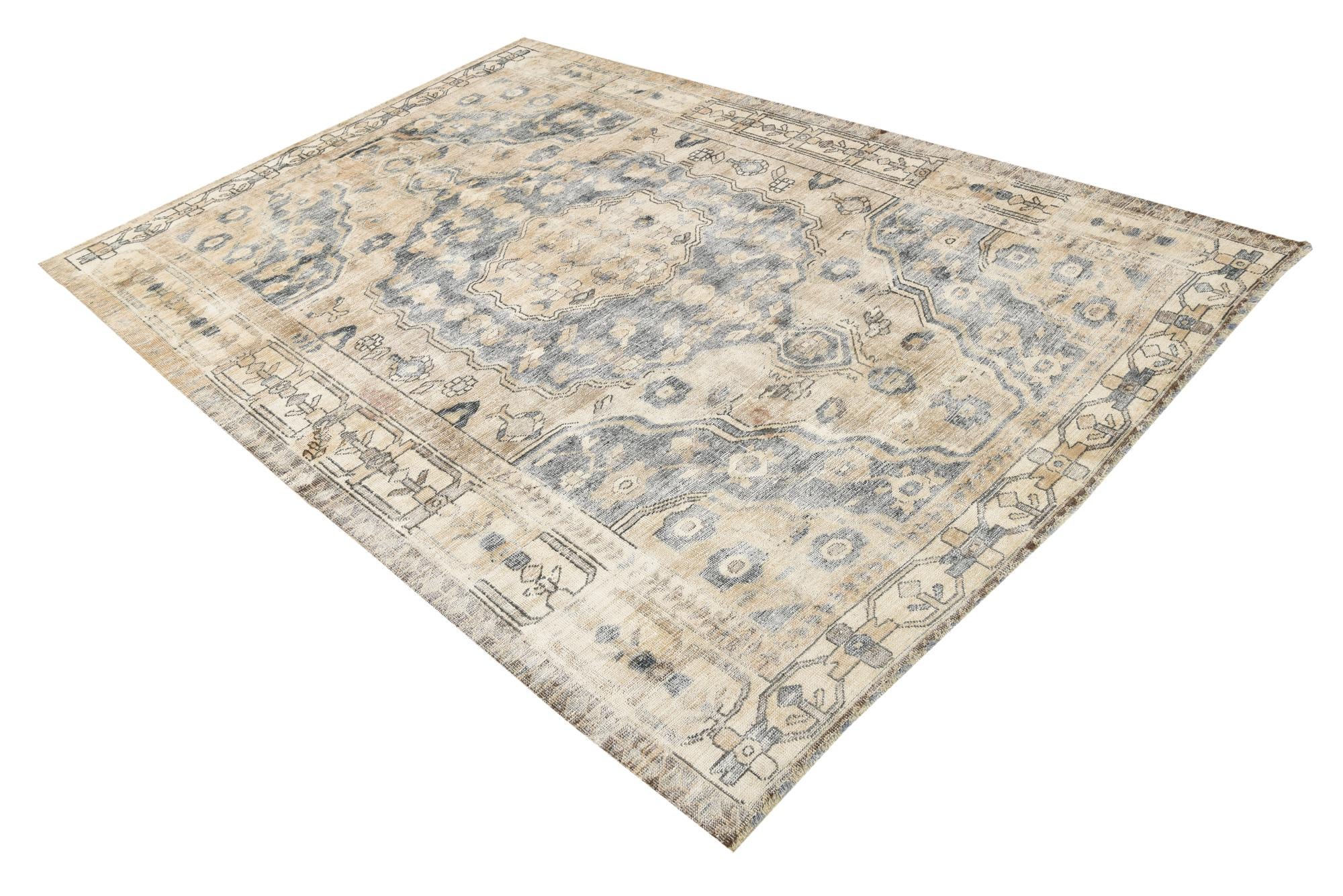 6' 8 x 9' 8 Hand Knotted Ultra Vintage Persian Wool Rug
