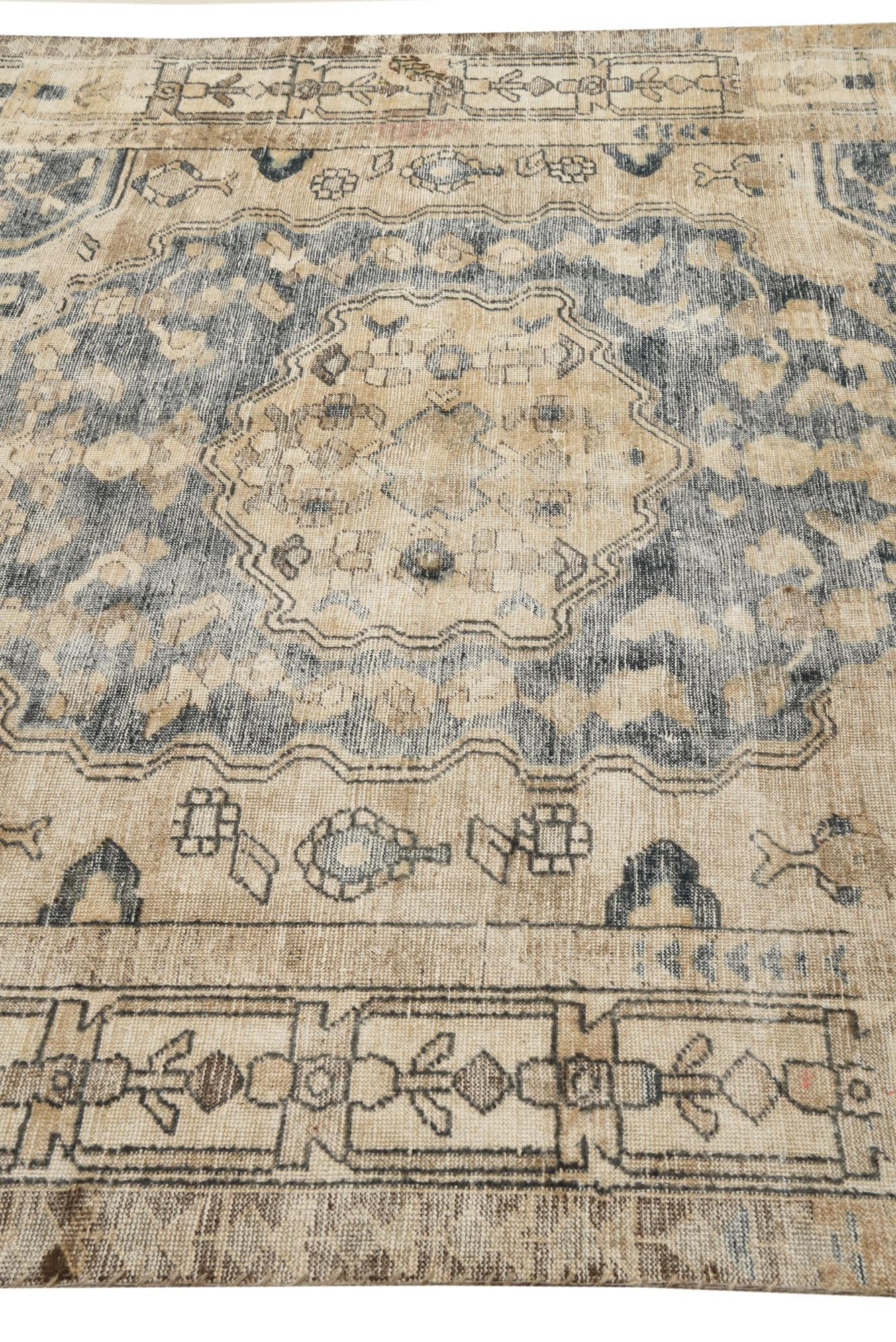 6' 8 x 9' 8 Hand Knotted Ultra Vintage Persian Wool Rug