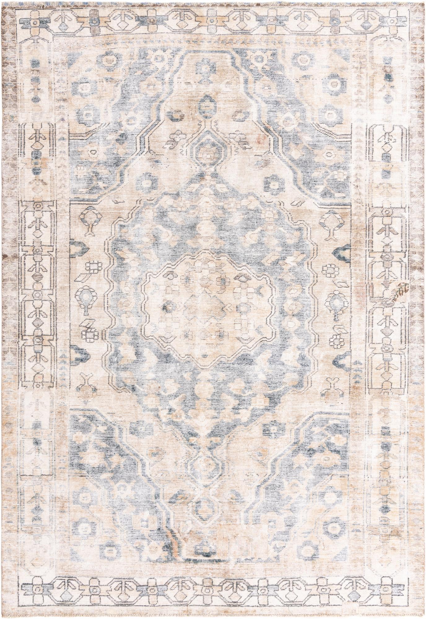 6' 8 x 9' 8 Hand Knotted Ultra Vintage Persian Wool Rug