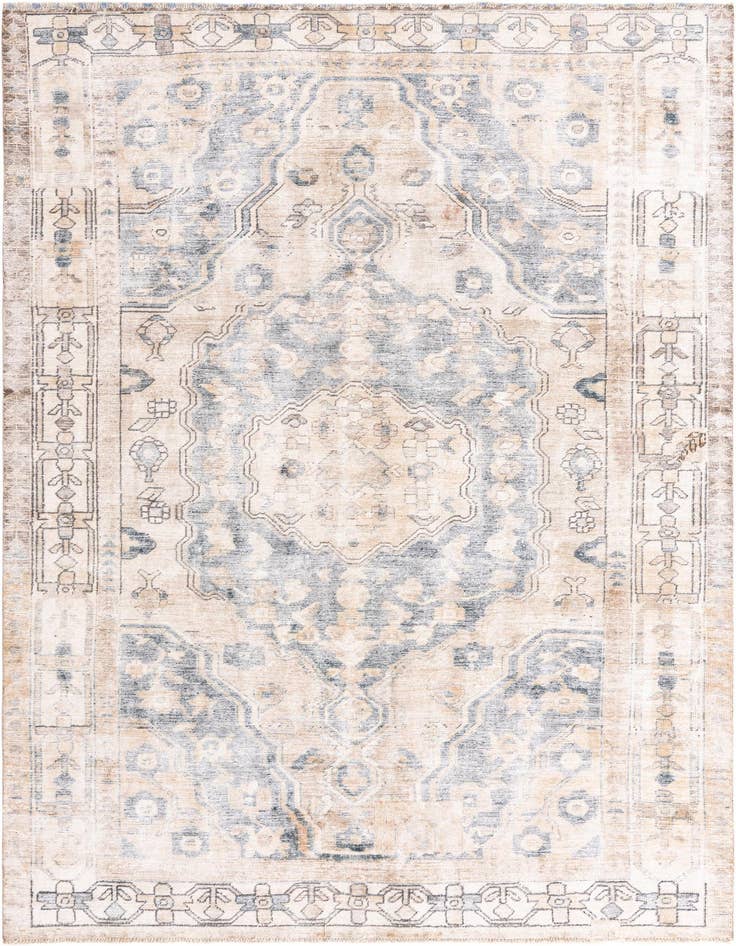 Detail image of 6' 8 x 9' 8 Hand Knotted Ultra Vintage Persian Wool Rug