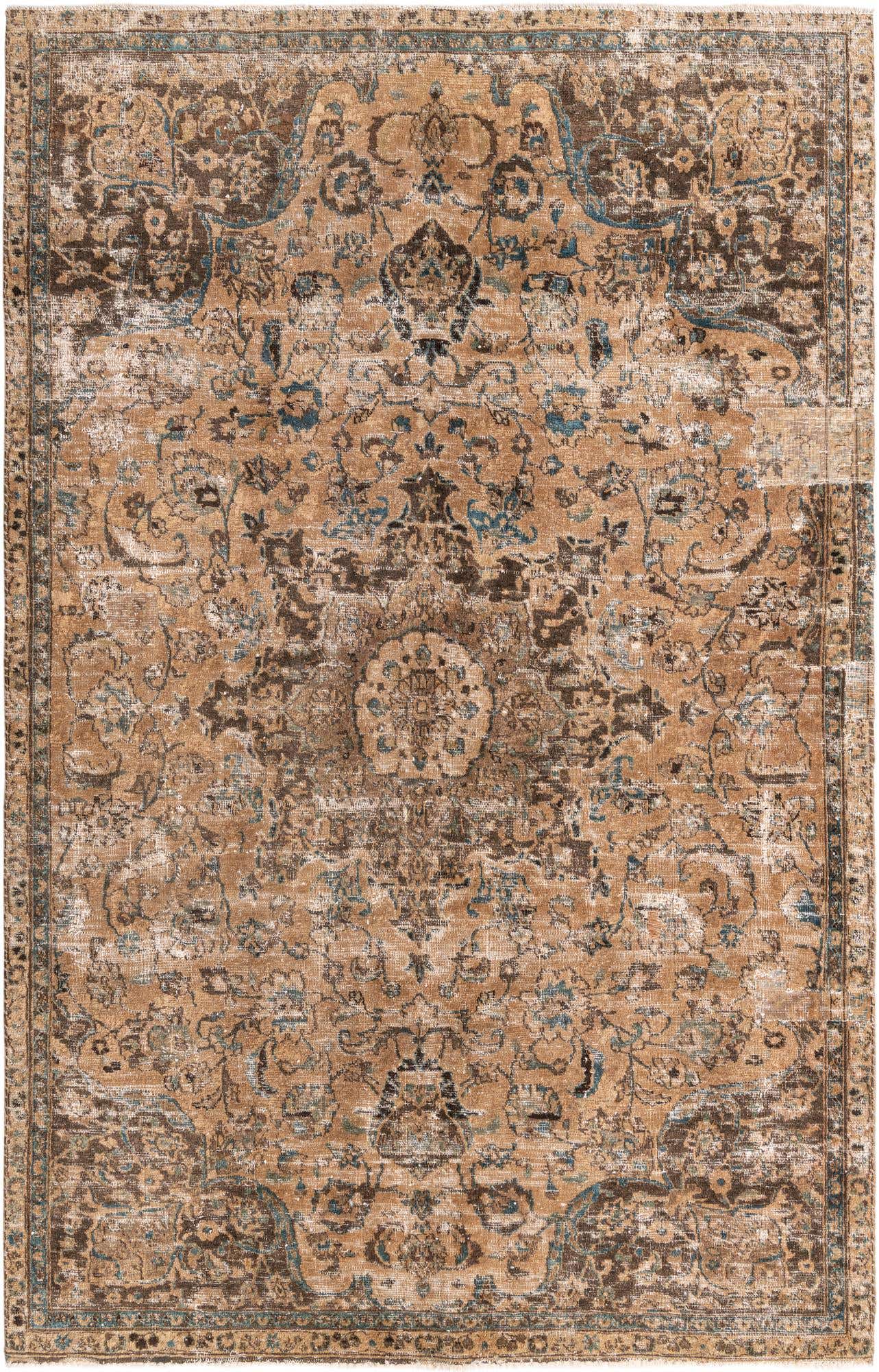 6' x 9' 2 Hand Knotted Ultra Vintage Persian Wool Rug
