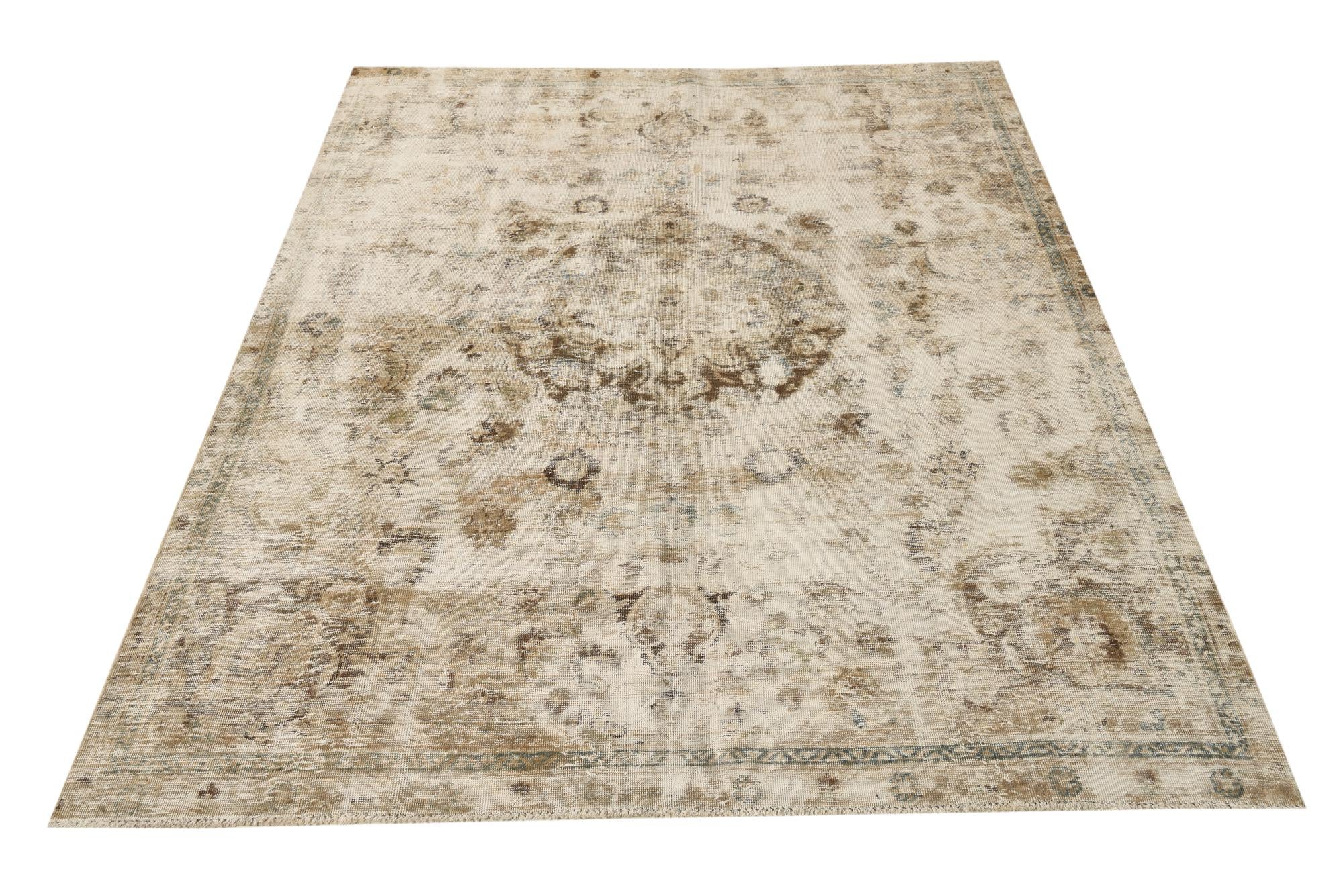 7' 8 x 9' 8 Hand Knotted Ultra Vintage Persian Wool Rug