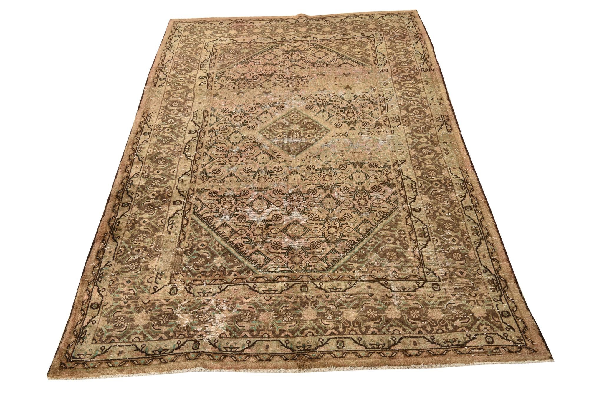 6' 8 x 10' 4 Hand Knotted Ultra Vintage Persian Wool Rug