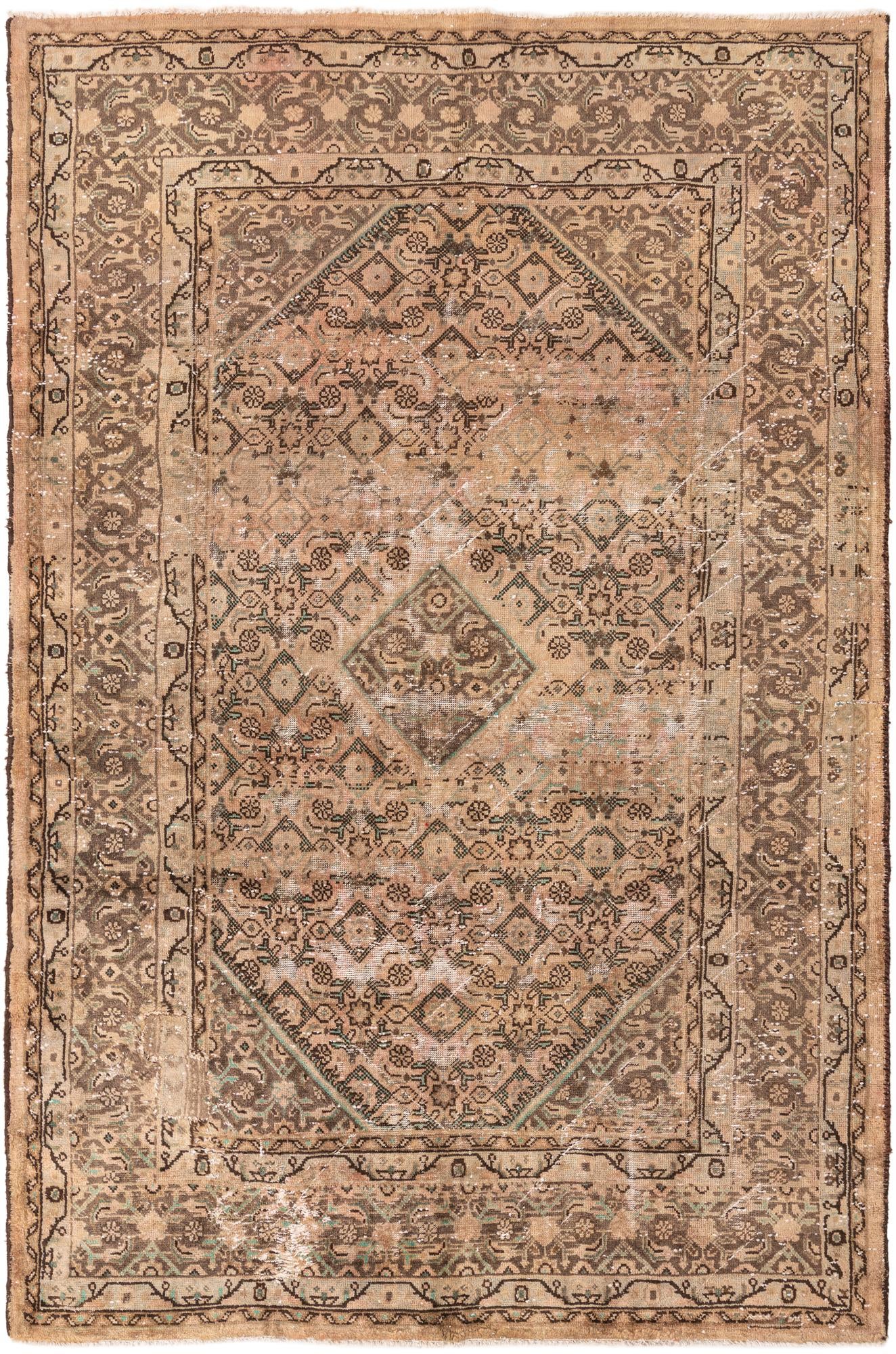 6' 8 x 10' 4 Hand Knotted Ultra Vintage Persian Wool Rug