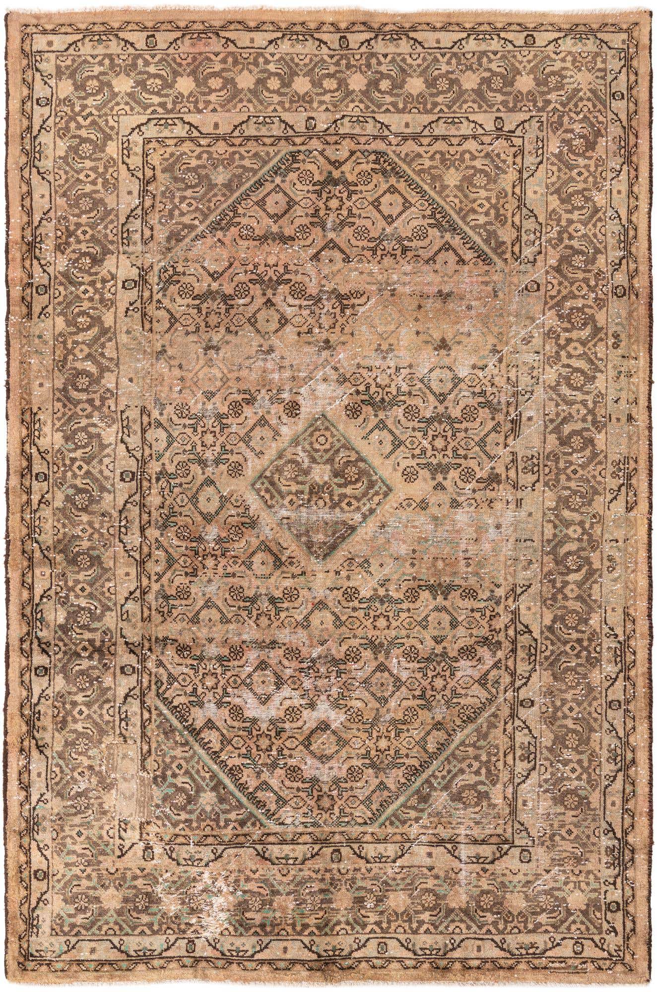 6' 8 x 10' 4 Hand Knotted Ultra Vintage Persian Wool Rug