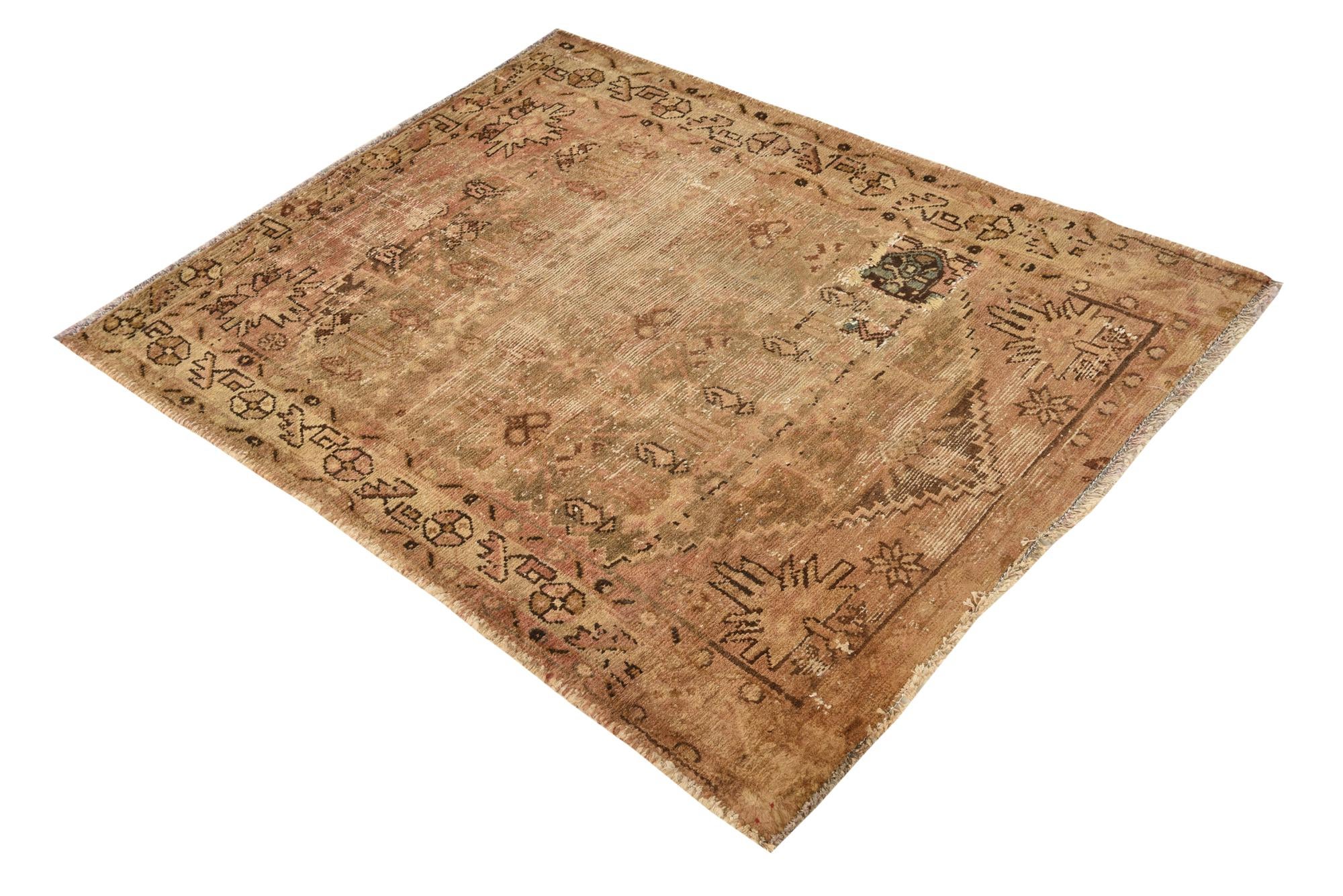 3' 6 x 4' 8 Hand Knotted Ultra Vintage Persian Wool Rug