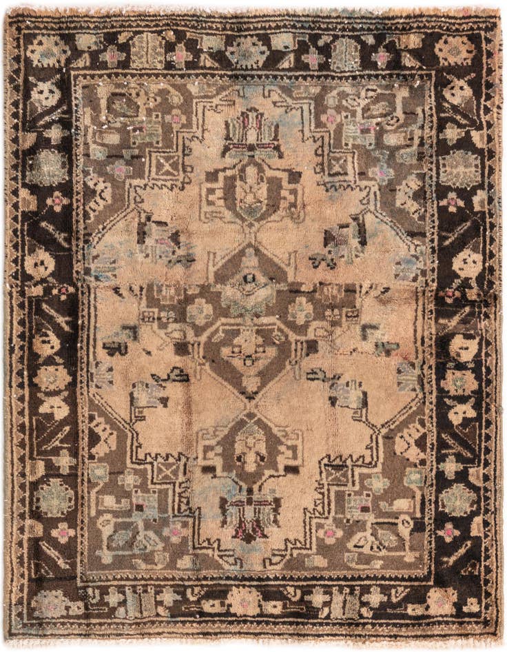 Detail image of 3' 3 x 3' 10 Hand Knotted Ultra Vintage Persian Wool Rug