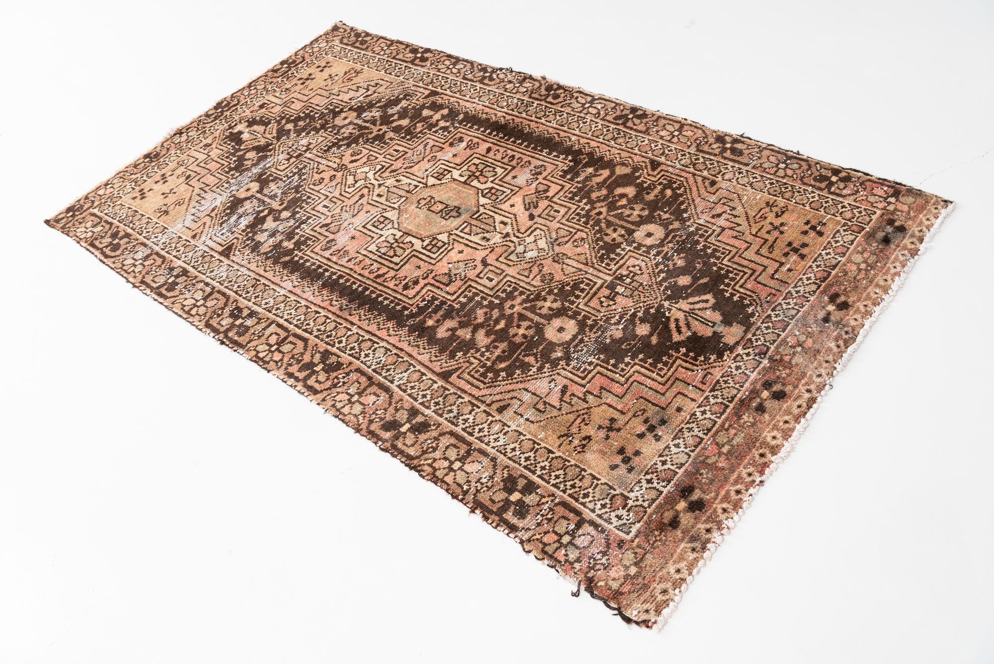 4' x 6' 8 Hand Knotted Ultra Vintage Persian Wool Rug