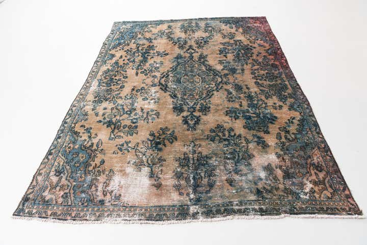 7' 2 x 9' 6 Hand Knotted Ultra Vintage Persian Wool Rug