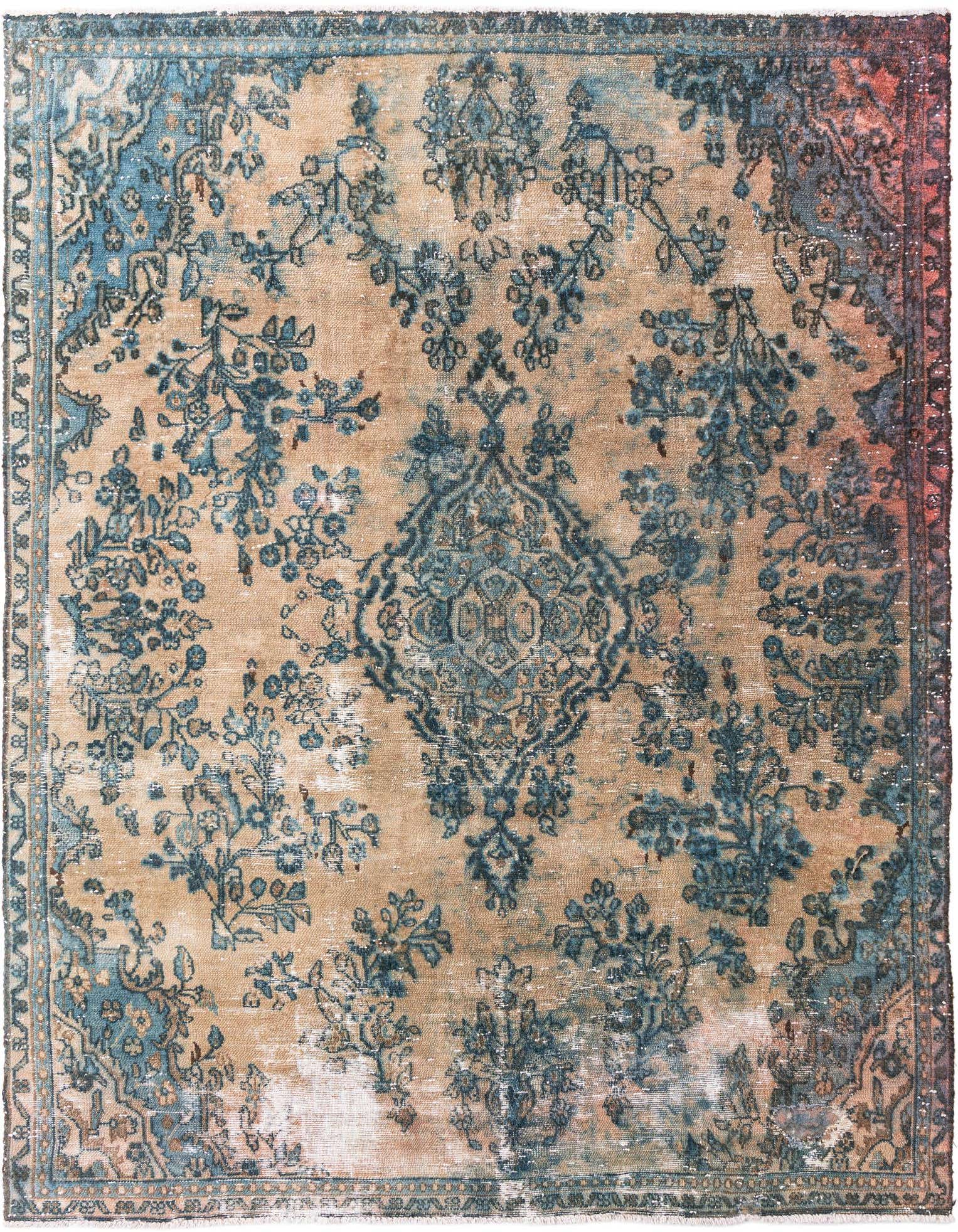 Primary image 7' 2 x 9' 6  Hand Knotted Ultra Vintage Persian Wool Rug