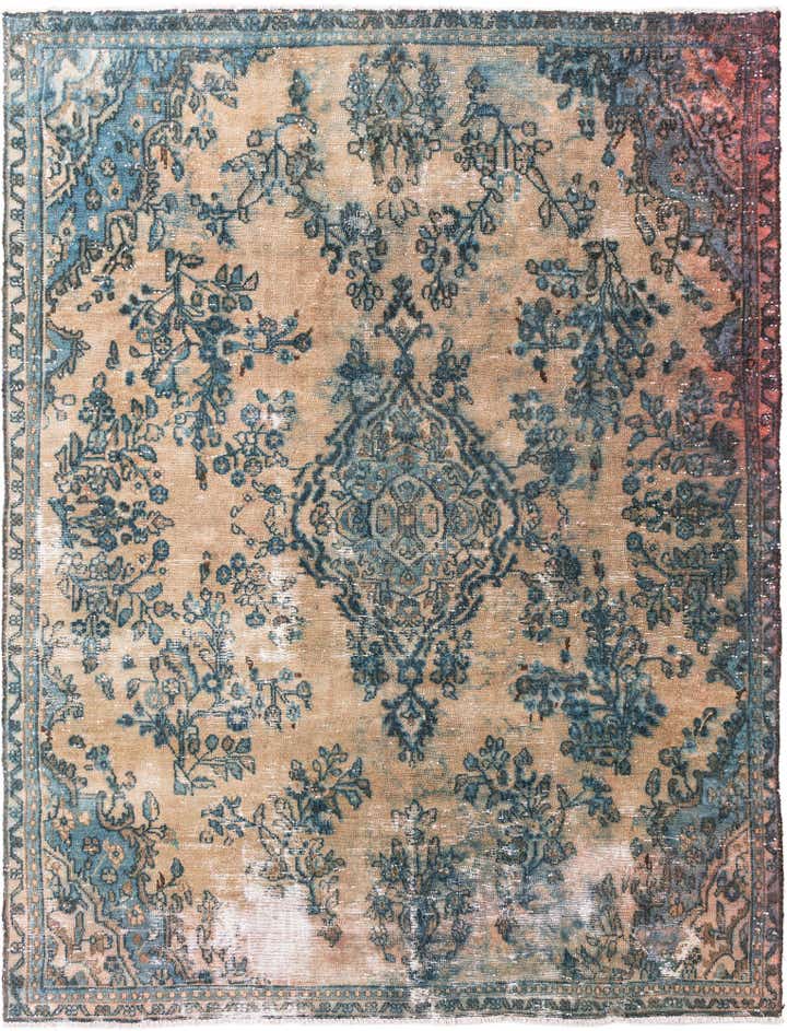 7' 2 x 9' 6 Hand Knotted Ultra Vintage Persian Wool Rug