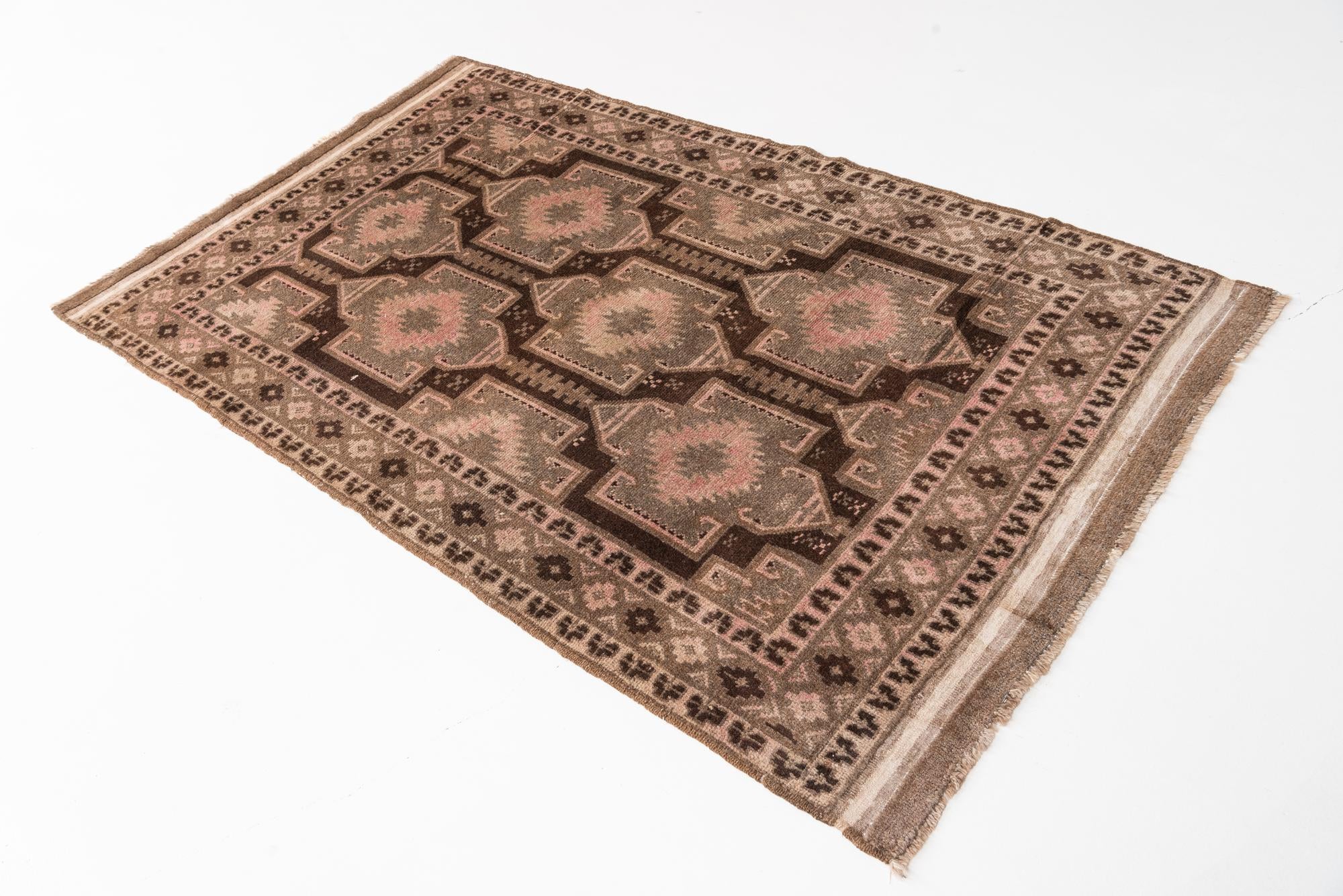 3' 8 x 6' 4 Hand Knotted Ultra Vintage Persian Wool Rug