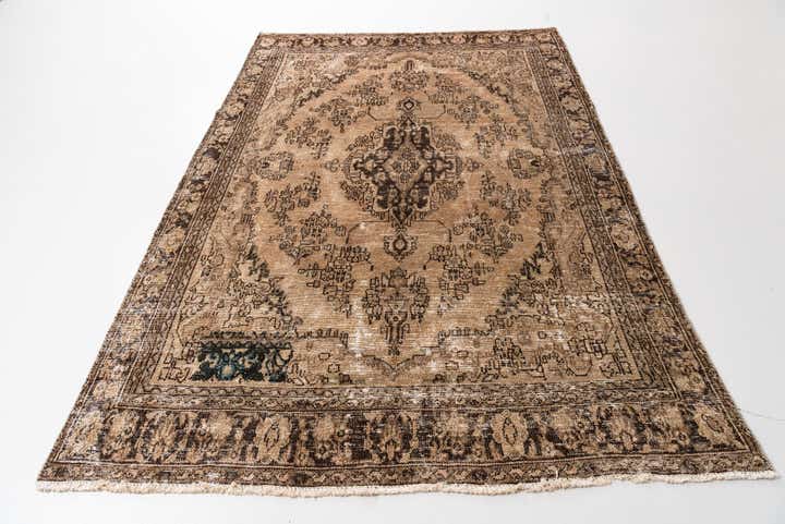 6' 8 x 9' 7 Hand Knotted Ultra Vintage Persian Wool Rug