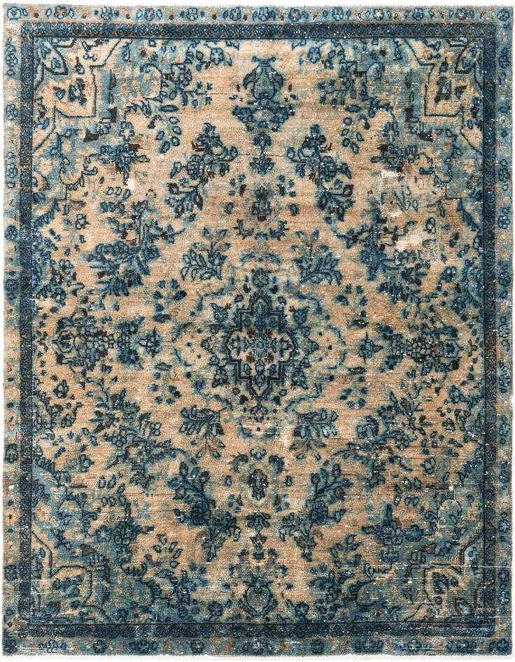 Detail image of 6' 4 x 8' 2 Hand Knotted Ultra Vintage Persian Wool Rug