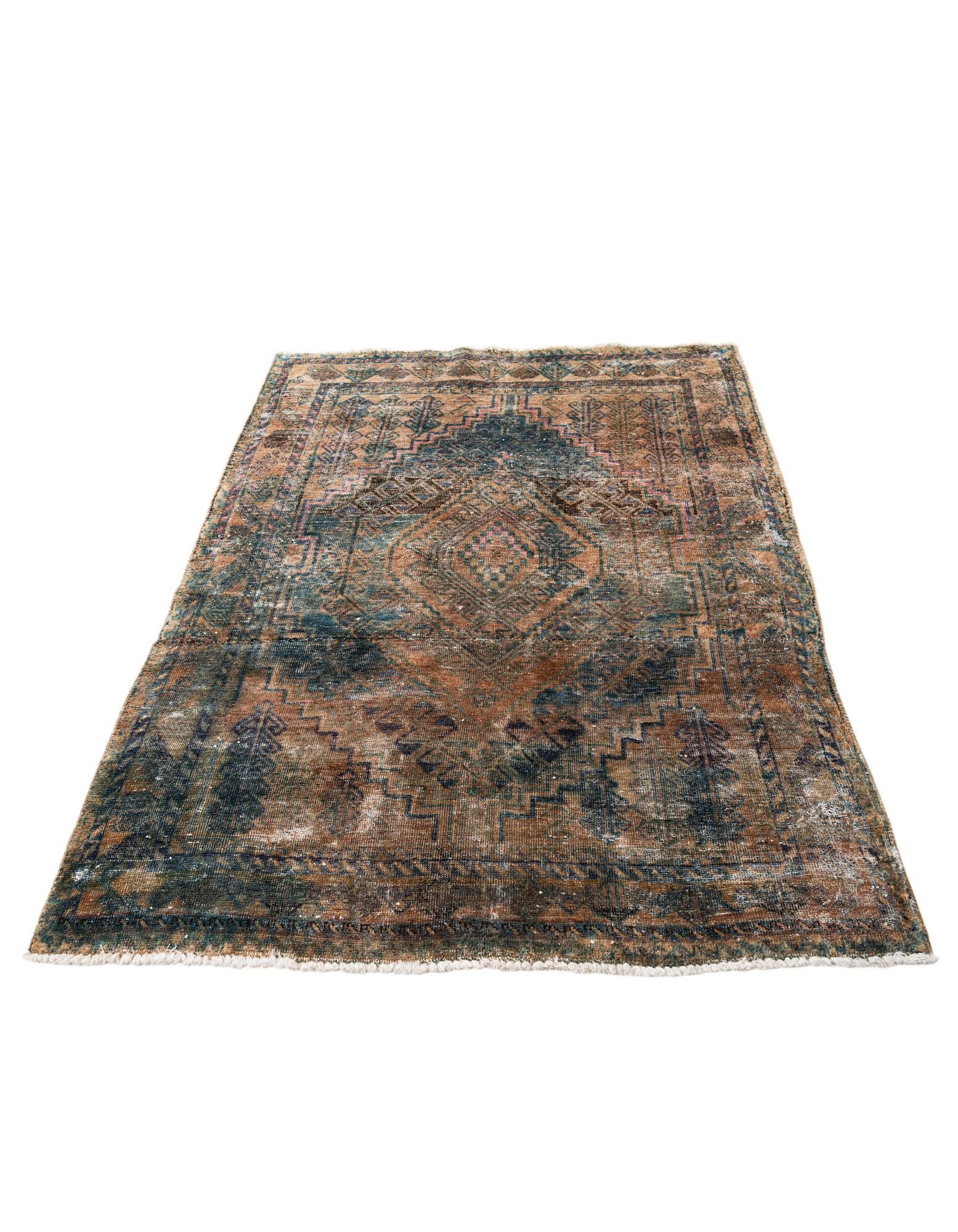 5' 1 x 6' 6 Hand Knotted Ultra Vintage Persian Wool Rug