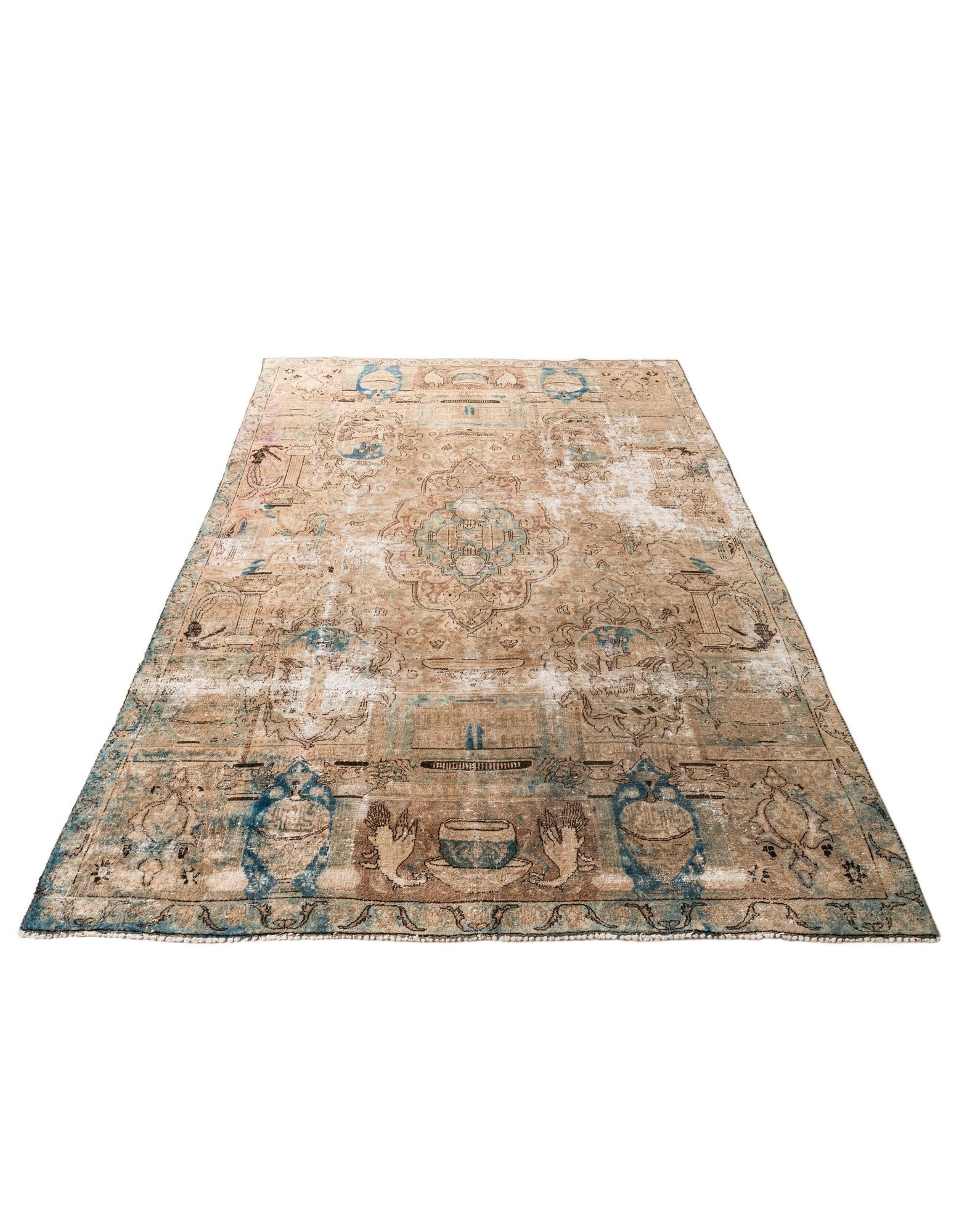 7' 2 x 10' Hand Knotted Ultra Vintage Persian Wool Rug