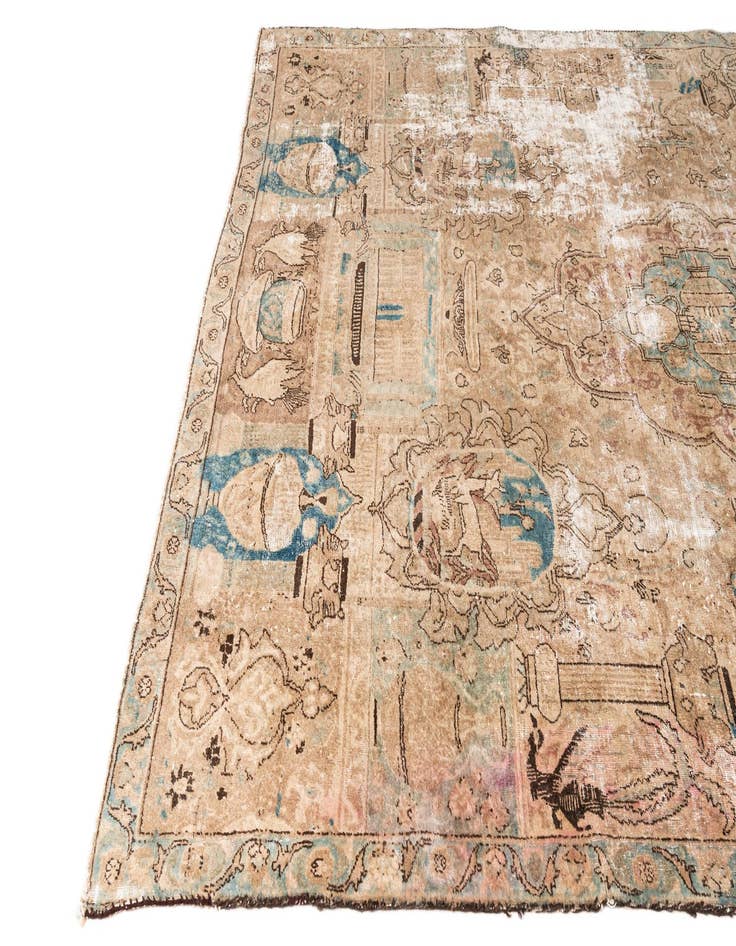 Detail image of 7' 2 x 10'  Hand Knotted Ultra Vintage Persian Wool Rug