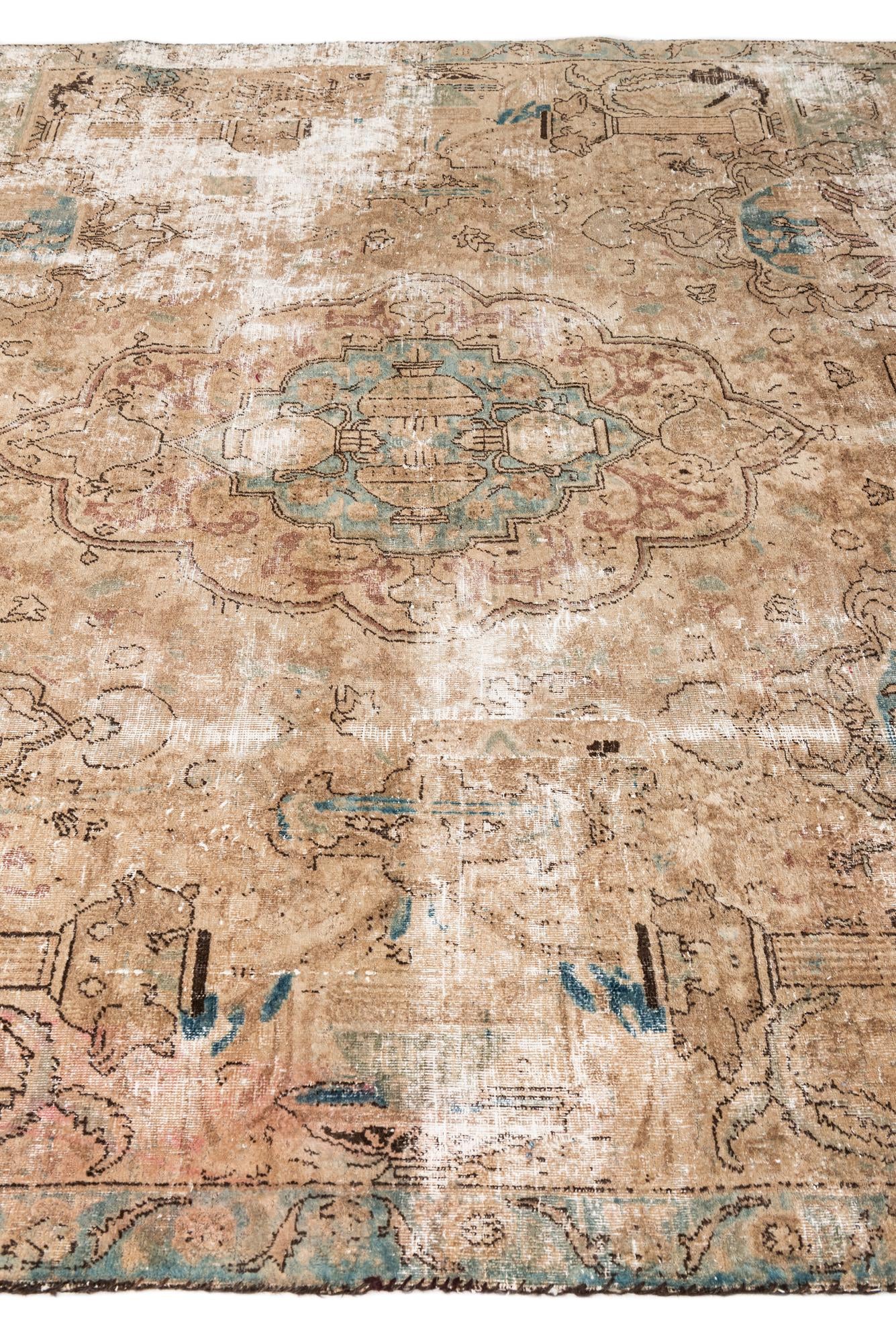 7' 2 x 10' Hand Knotted Ultra Vintage Persian Wool Rug