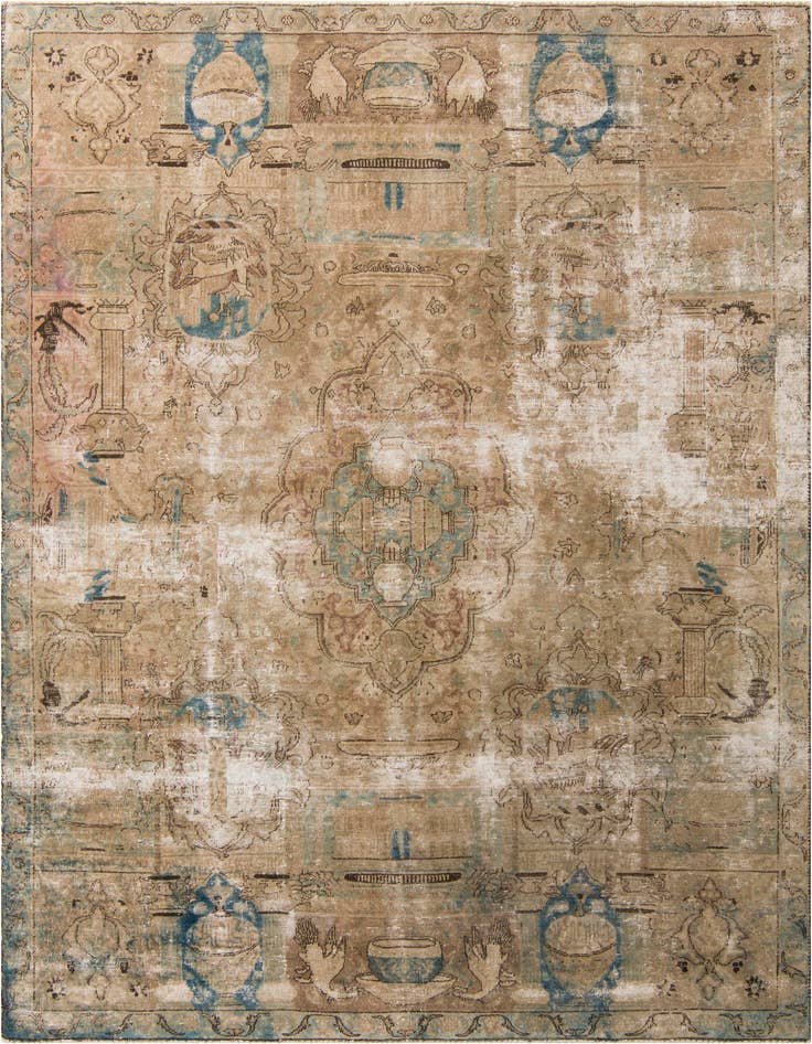 Detail image of 7' 2 x 10' Hand Knotted Ultra Vintage Persian Wool Rug