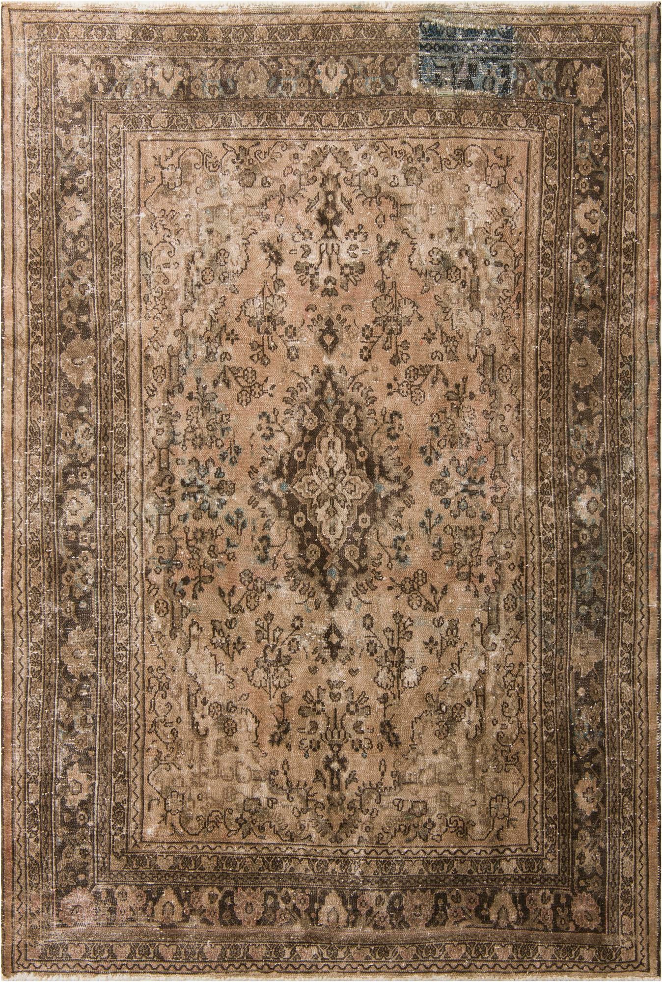 7' x 10' 6 Hand Knotted Ultra Vintage Persian Wool Rug