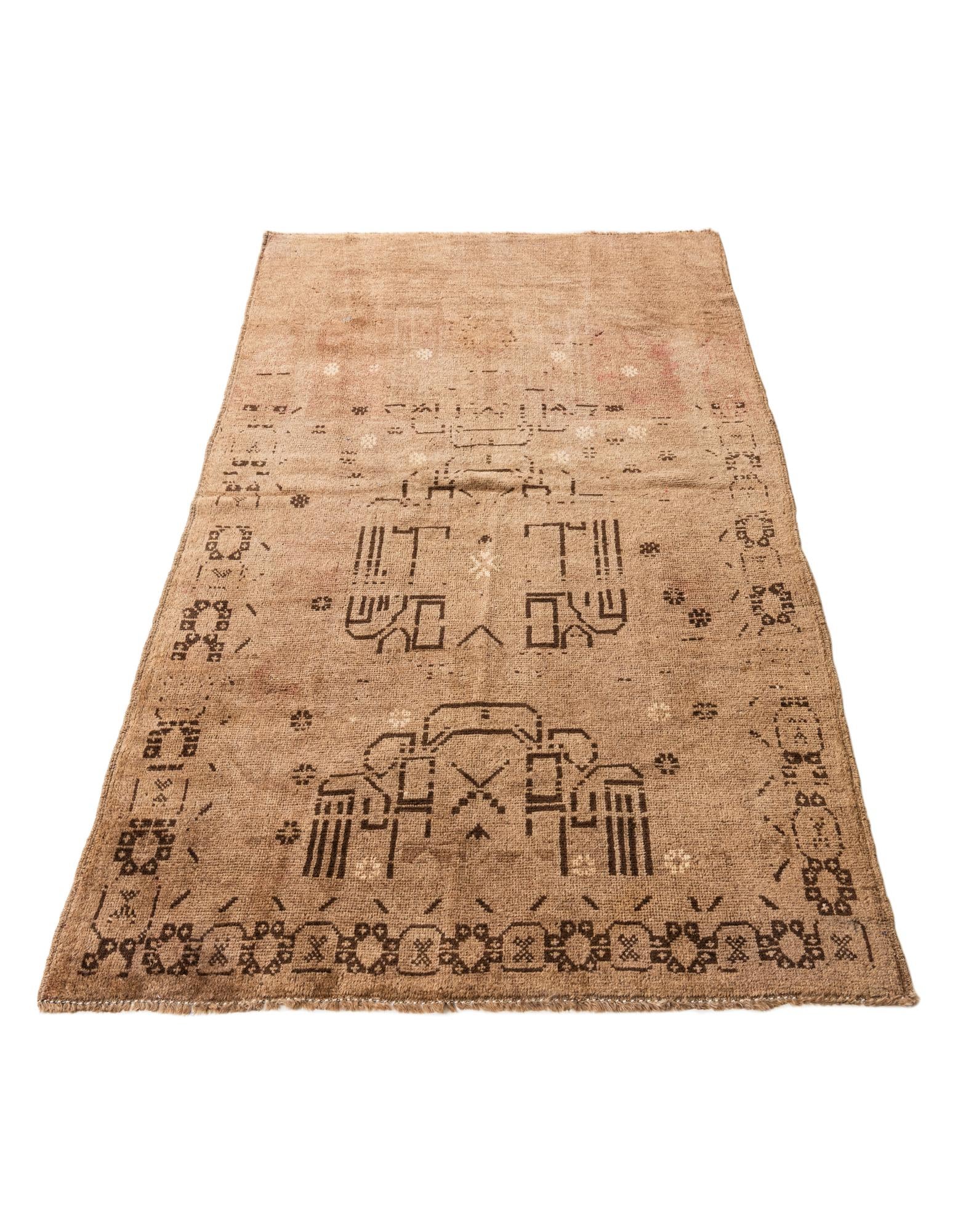 3' 6 x 6' 2 Hand Knotted Ultra Vintage Persian Wool Rug