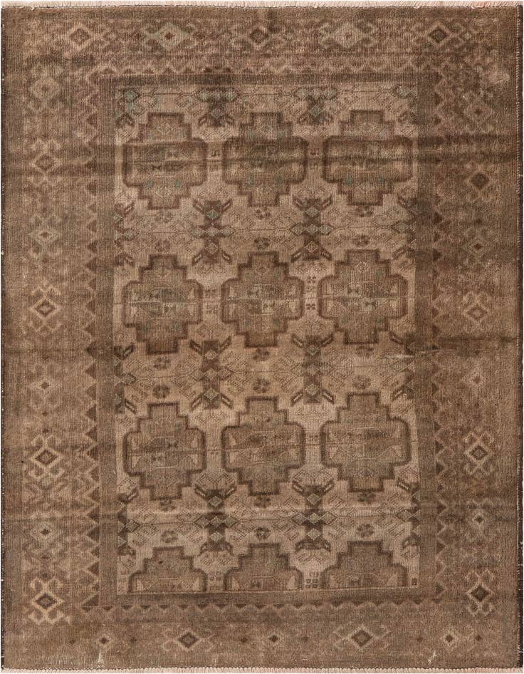 Detail image of 3' 8 x 6' Hand Knotted Ultra Vintage Persian Wool Rug