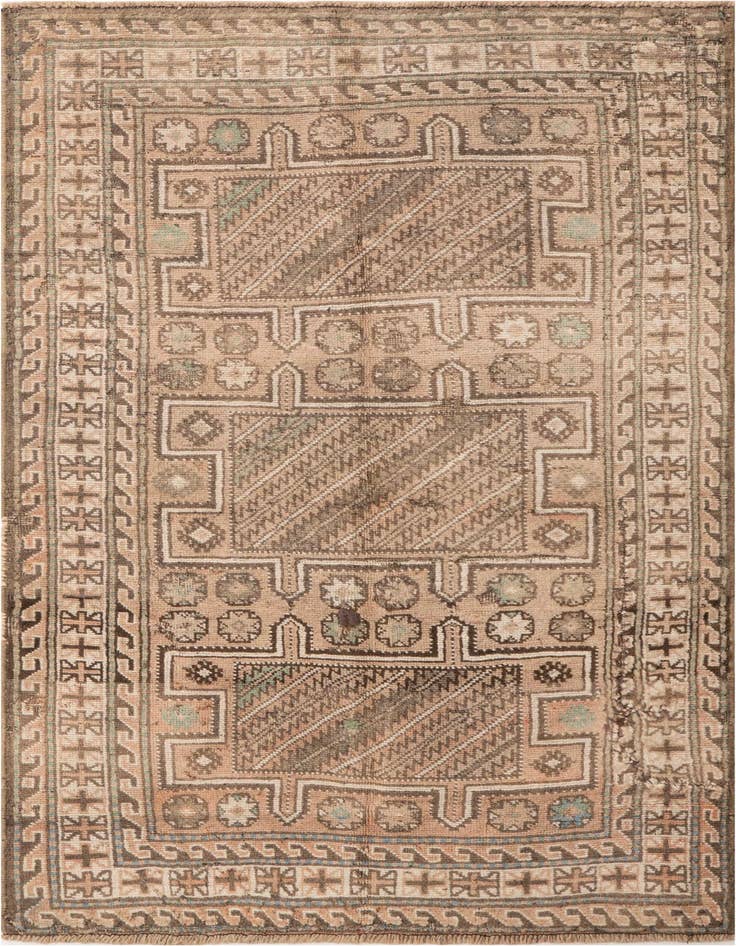 Detail image of 3' 4 x 6' 3 Hand Knotted Ultra Vintage Persian Wool Rug