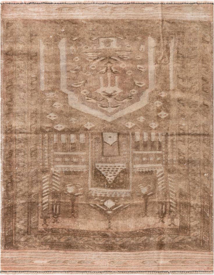 Detail image of 3' 1 x 4' 3 Hand Knotted Ultra Vintage Persian Wool Rug
