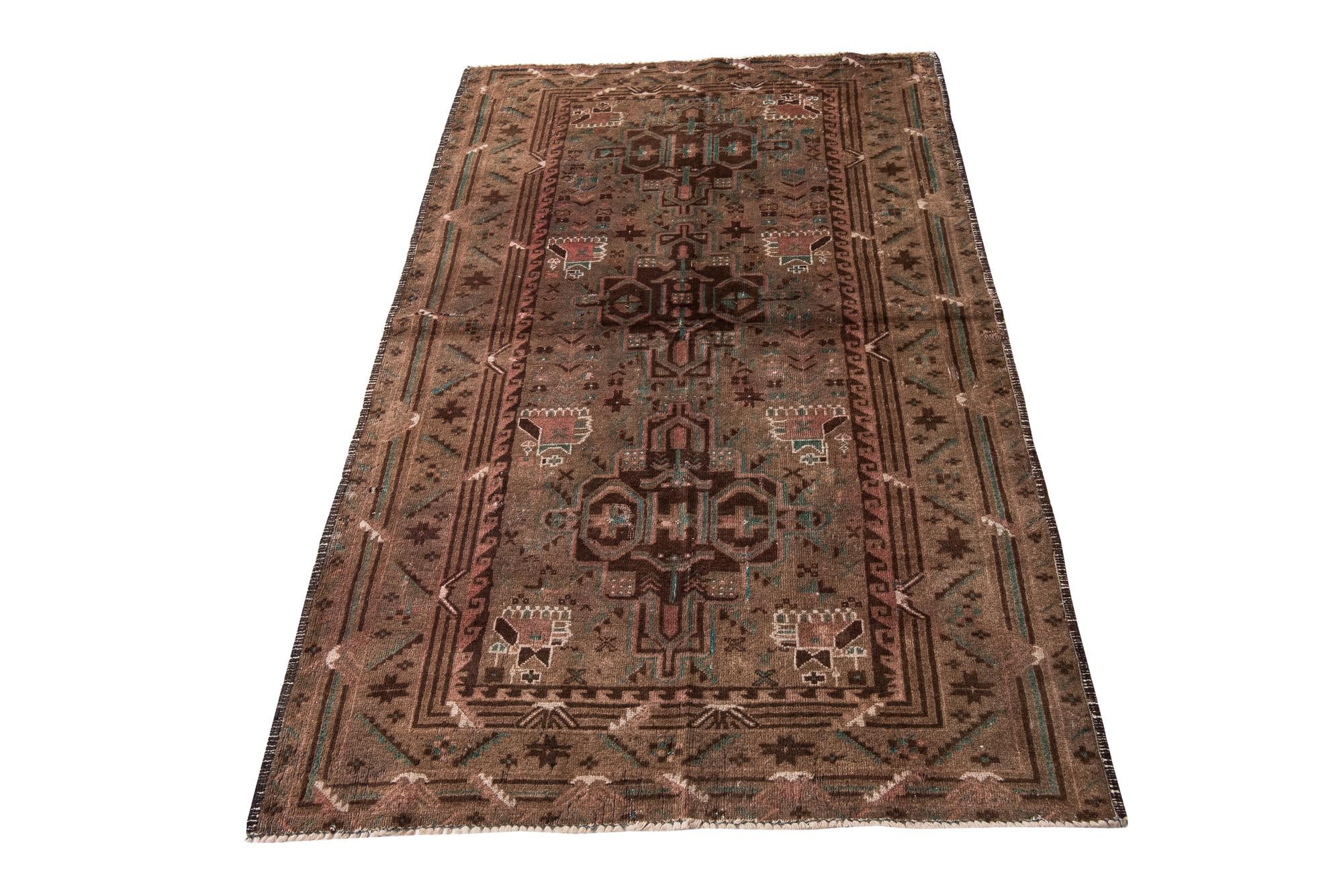 3' 10 x 6' 2 Hand Knotted Ultra Vintage Persian Wool Rug