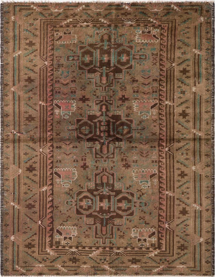 Detail image of 3' 10 x 6' 2 Hand Knotted Ultra Vintage Persian Wool Rug