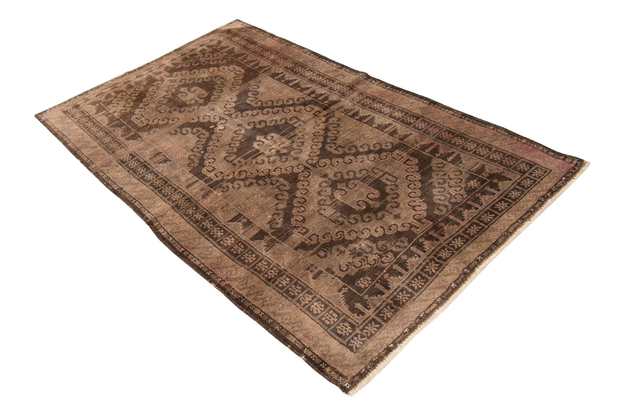 3' 7 x 6' 2 Hand Knotted Ultra Vintage Persian Wool Rug