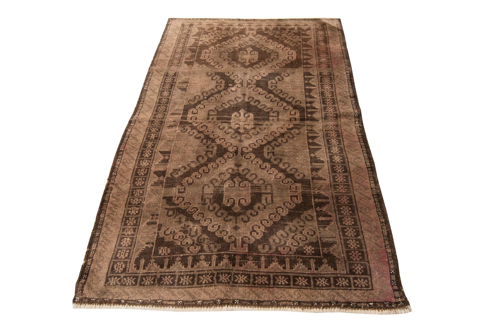 3' 7 x 6' 2 Hand Knotted Ultra Vintage Persian Wool Rug