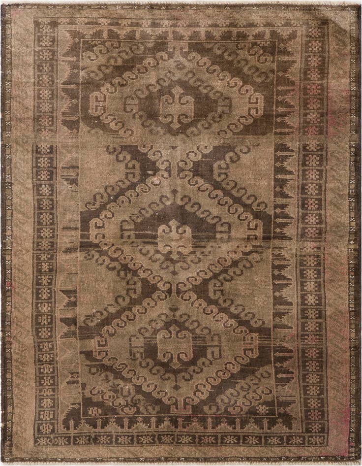 Detail image of 3' 7 x 6' 2 Hand Knotted Ultra Vintage Persian Wool Rug